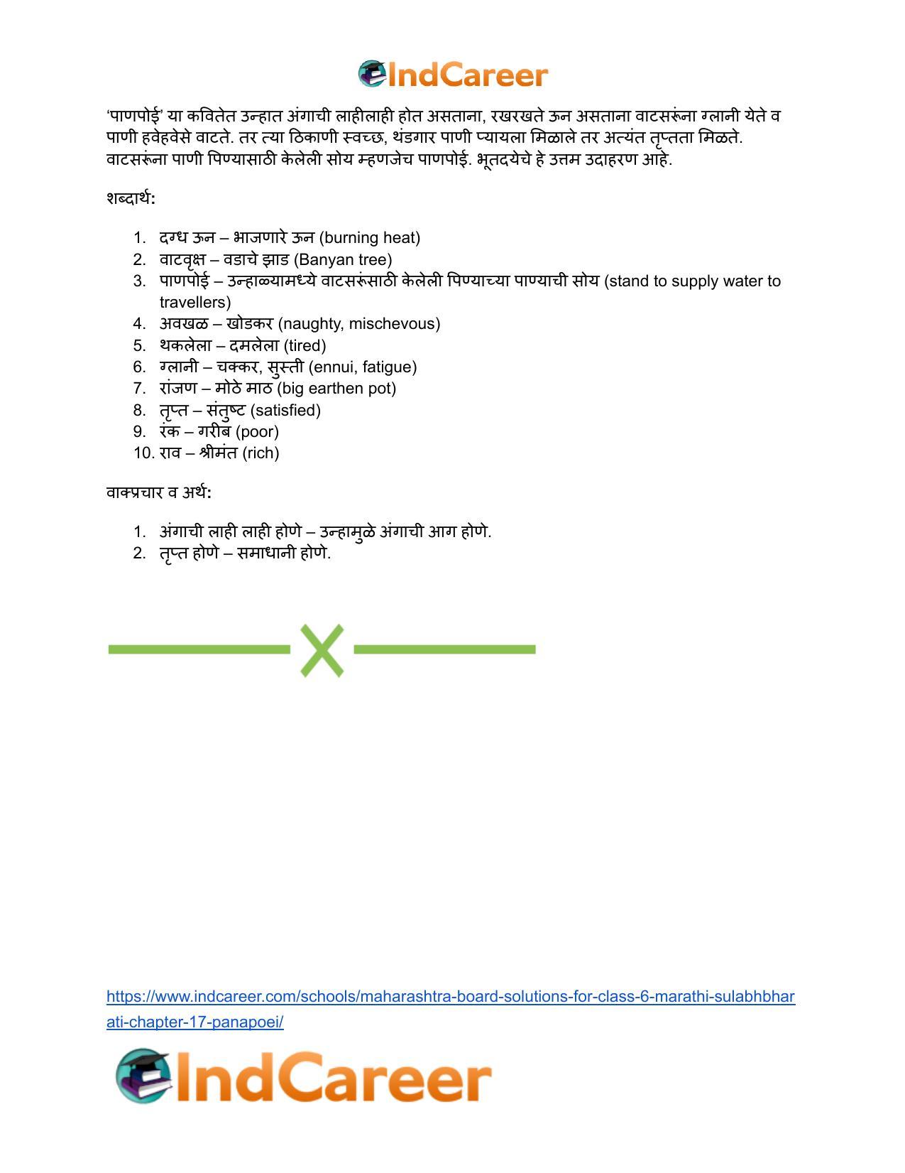 Maharashtra Board Solutions for Class 6- Marathi Sulabhbharati: Chapter 17- पाणपोई - Page 15