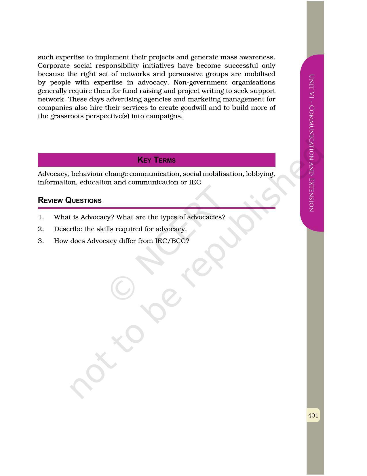 NCERT Book for Class 12 Home Science (Part -II) Chapter 22 Advocacy - Page 8