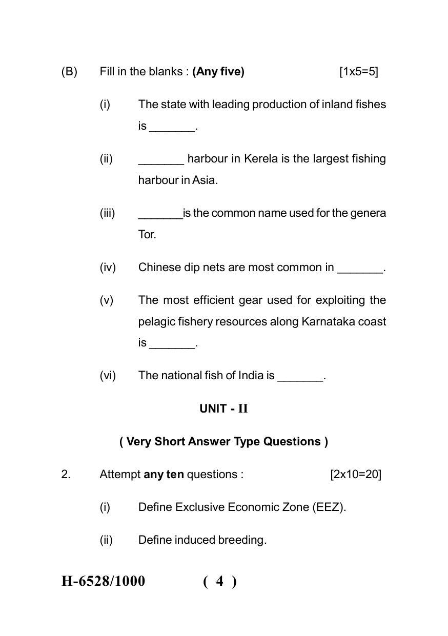 Sarguja University Question Paper July-2022 :  M.Sc. In Zoology(Second Sem.) Fish Biology -Aquaculture Paper 1 - Page 4