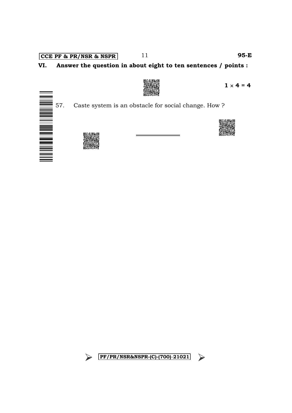 Karnataka SSLC Sociology - English Medium Question Paper 2022 (C Version) - Page 11