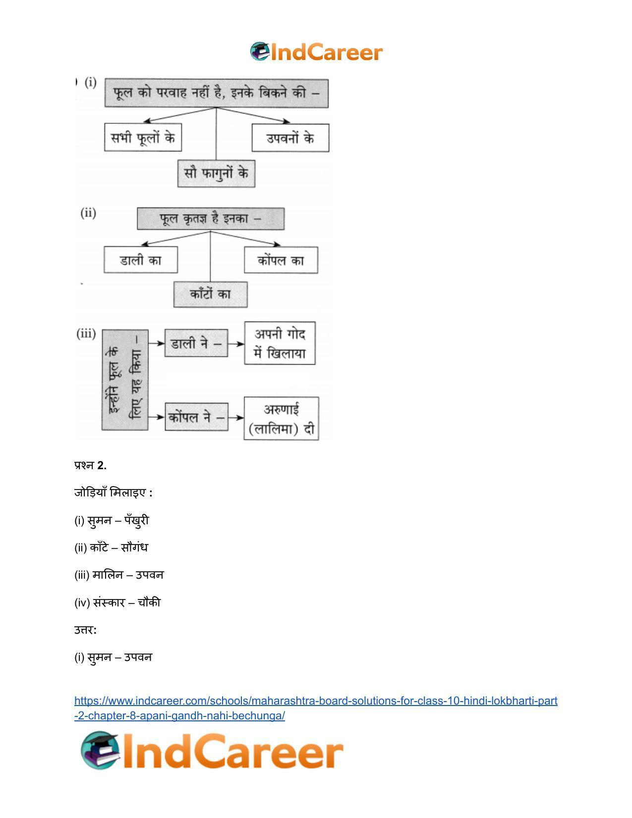 Maharashtra Board Solutions for Class 10- Hindi Lokbharti (Part 2): Chapter 8- अपनी गंध नहीं बेचूँगा - Page 8