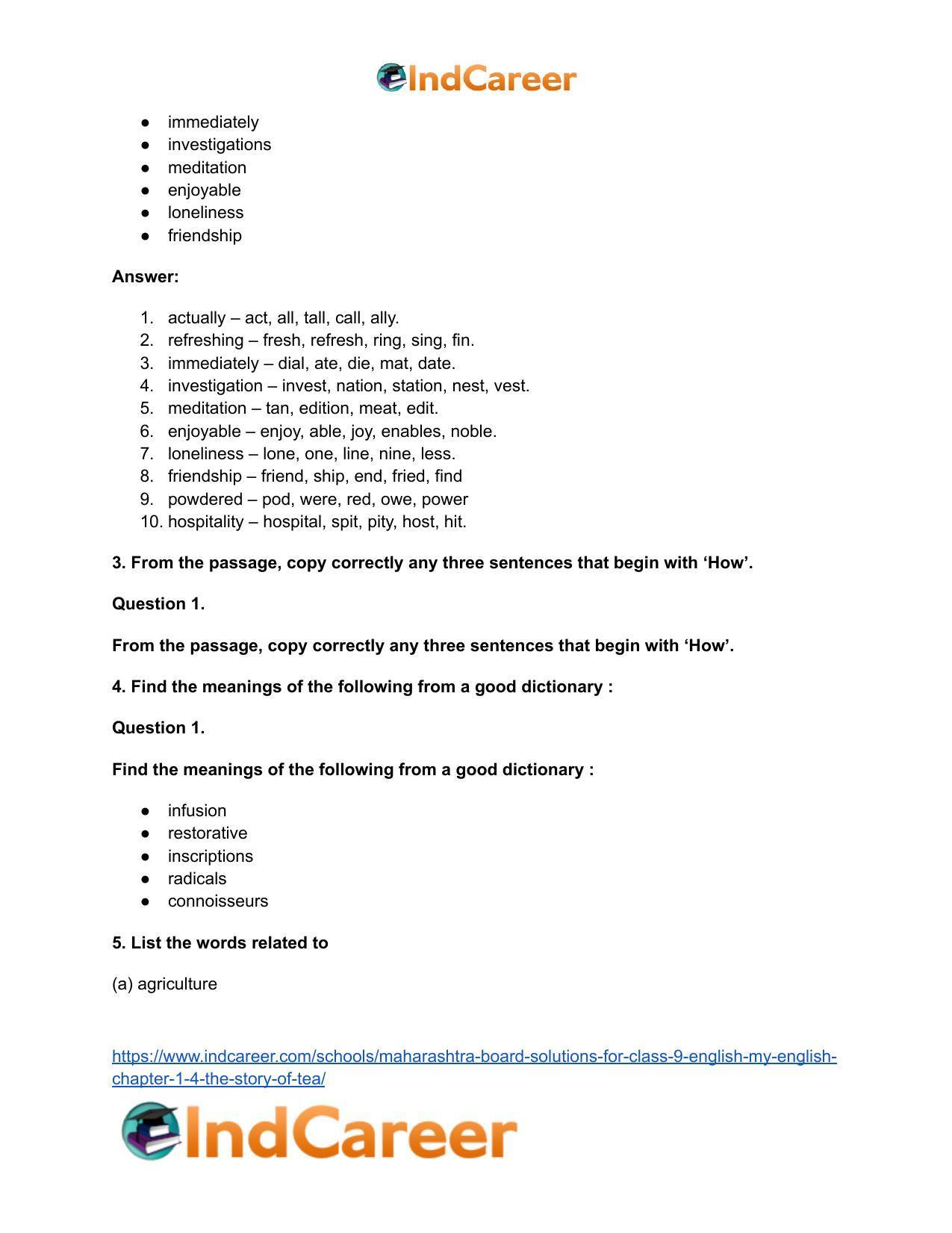 Maharashtra Board Solutions for Class 9- English (My English): Chapter 1.4- The Story of Tea - Page 6