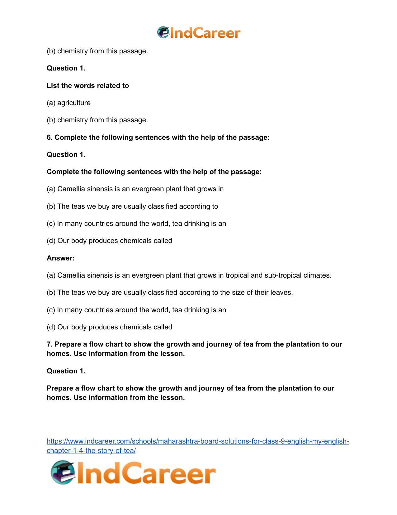 Maharashtra Board Solutions for Class 9- English (My English): Chapter 1.4- The Story of Tea - Page 7