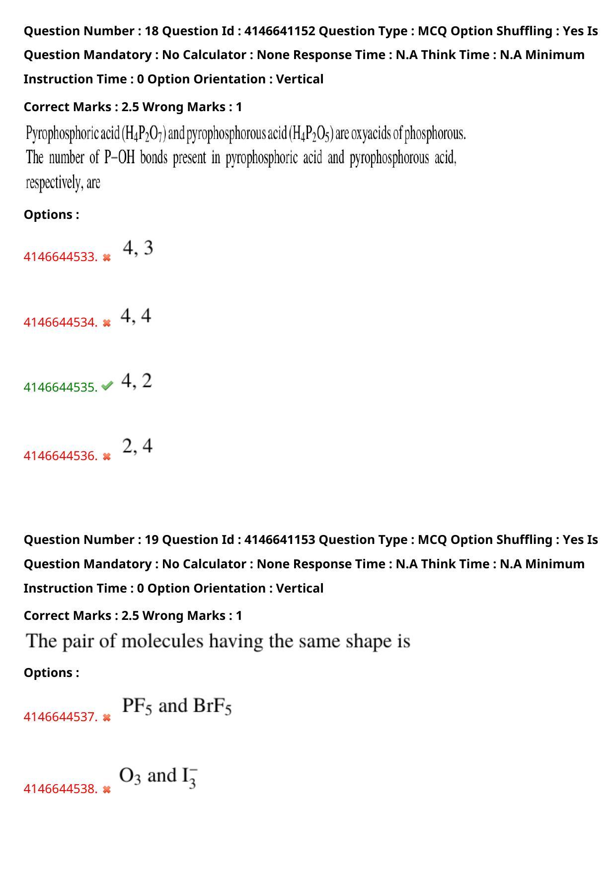 NEST 2023 Shift 1 Question Paper with Answer Keys - Page 23