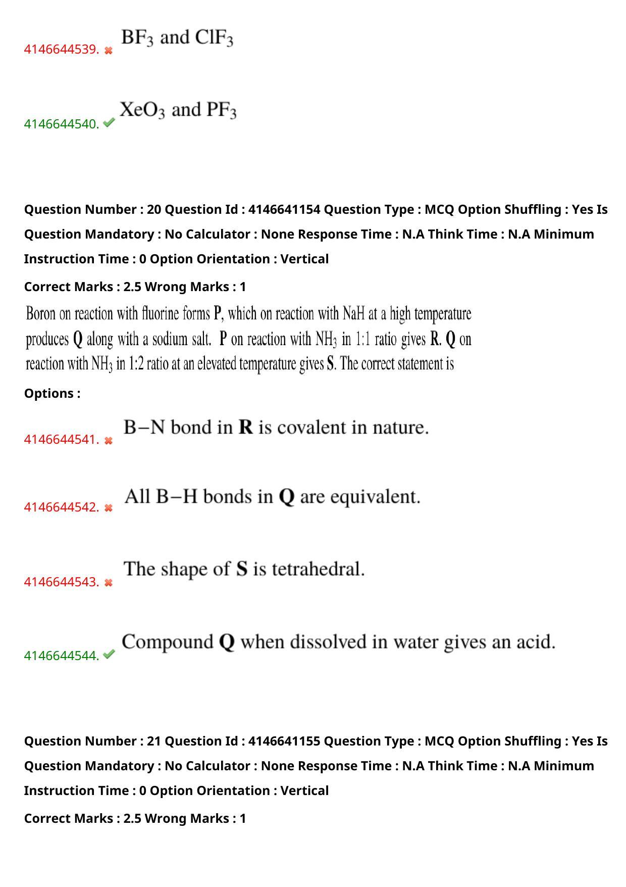 NEST 2023 Shift 1 Question Paper with Answer Keys - Page 24
