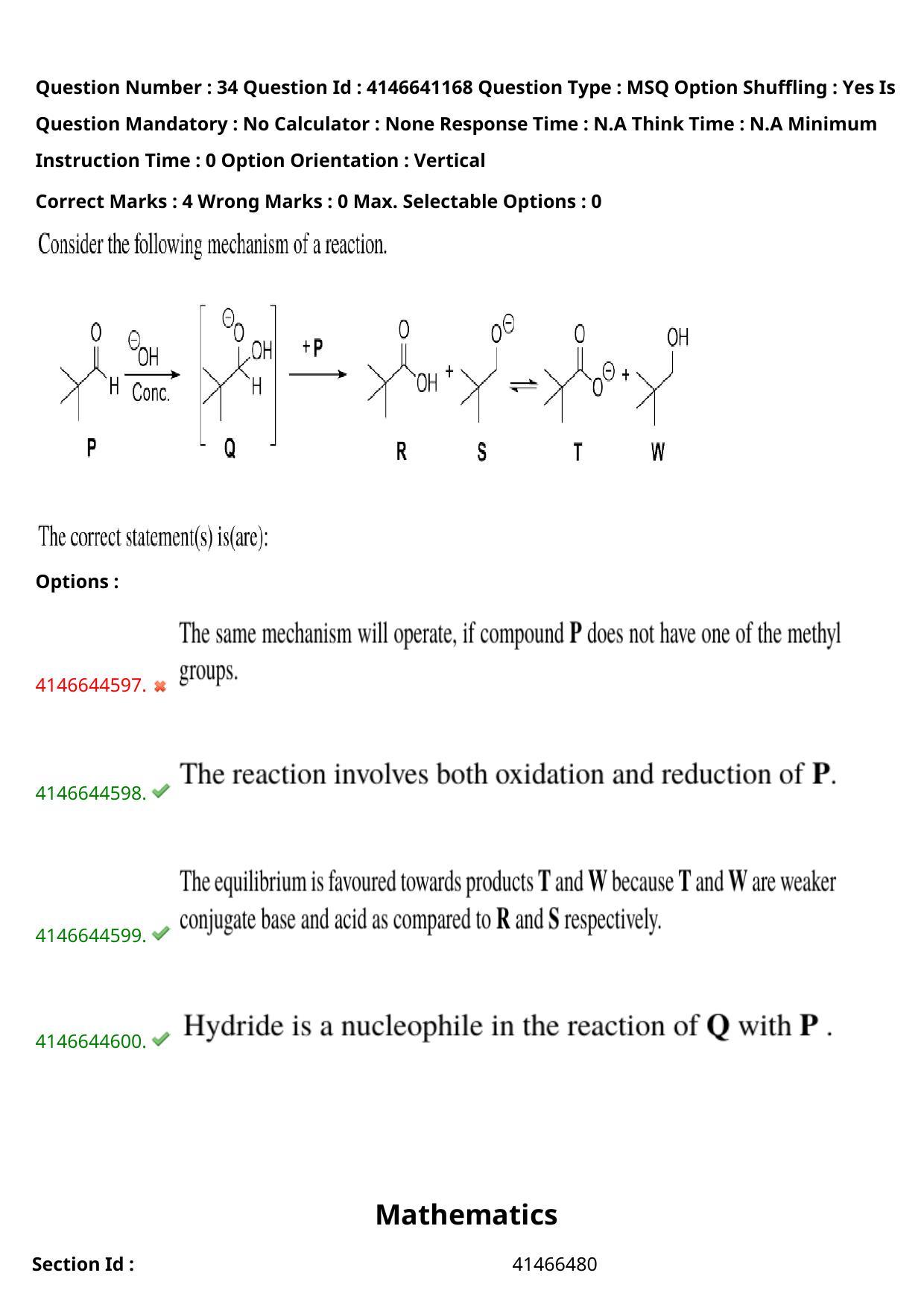 NEST 2023 Shift 1 Question Paper with Answer Keys - Page 37