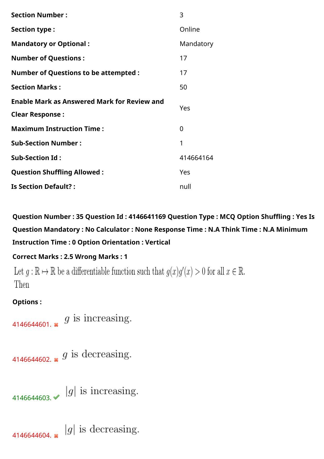 NEST 2023 Shift 1 Question Paper with Answer Keys - Page 38