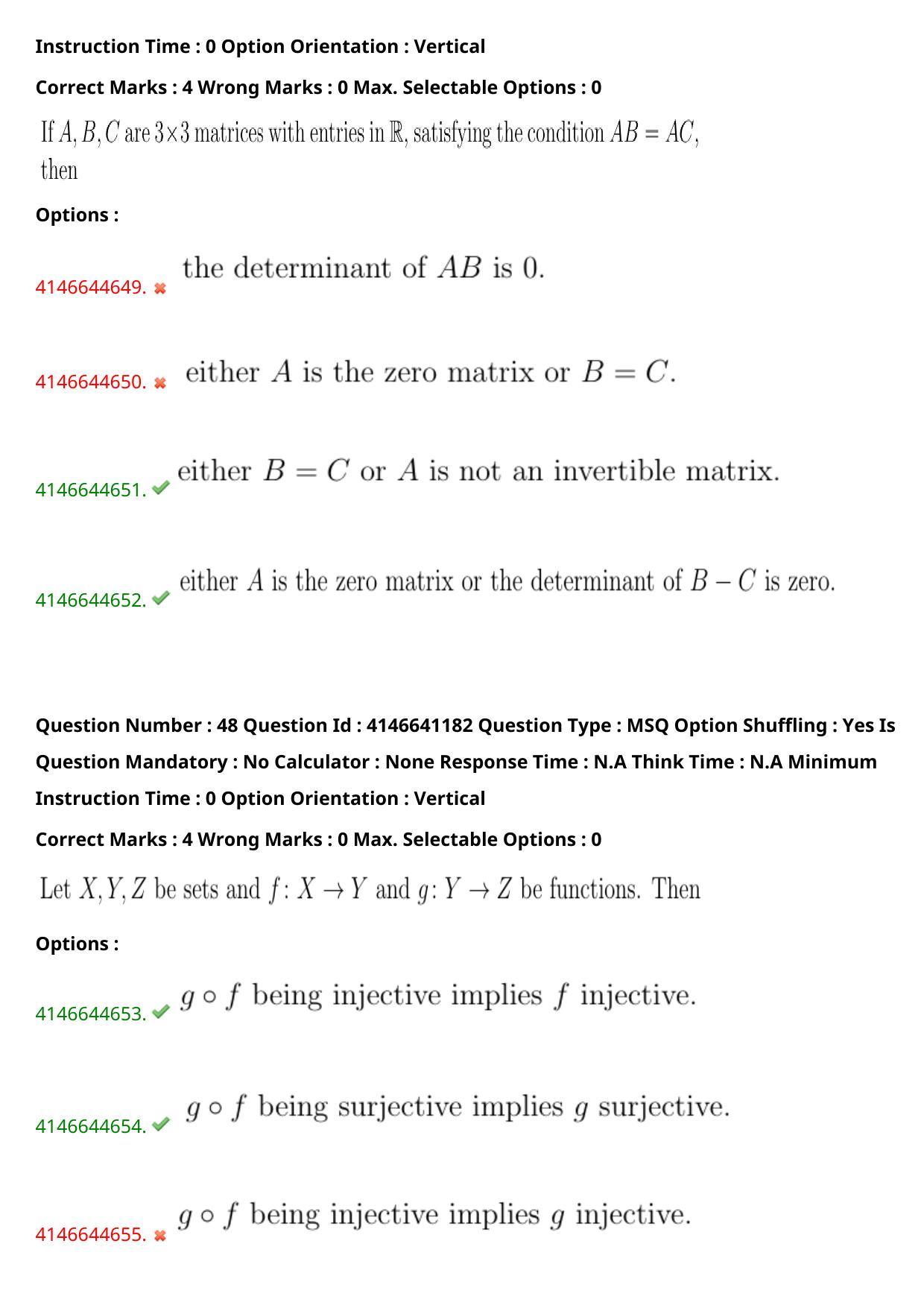 NEST 2023 Shift 1 Question Paper with Answer Keys - Page 48