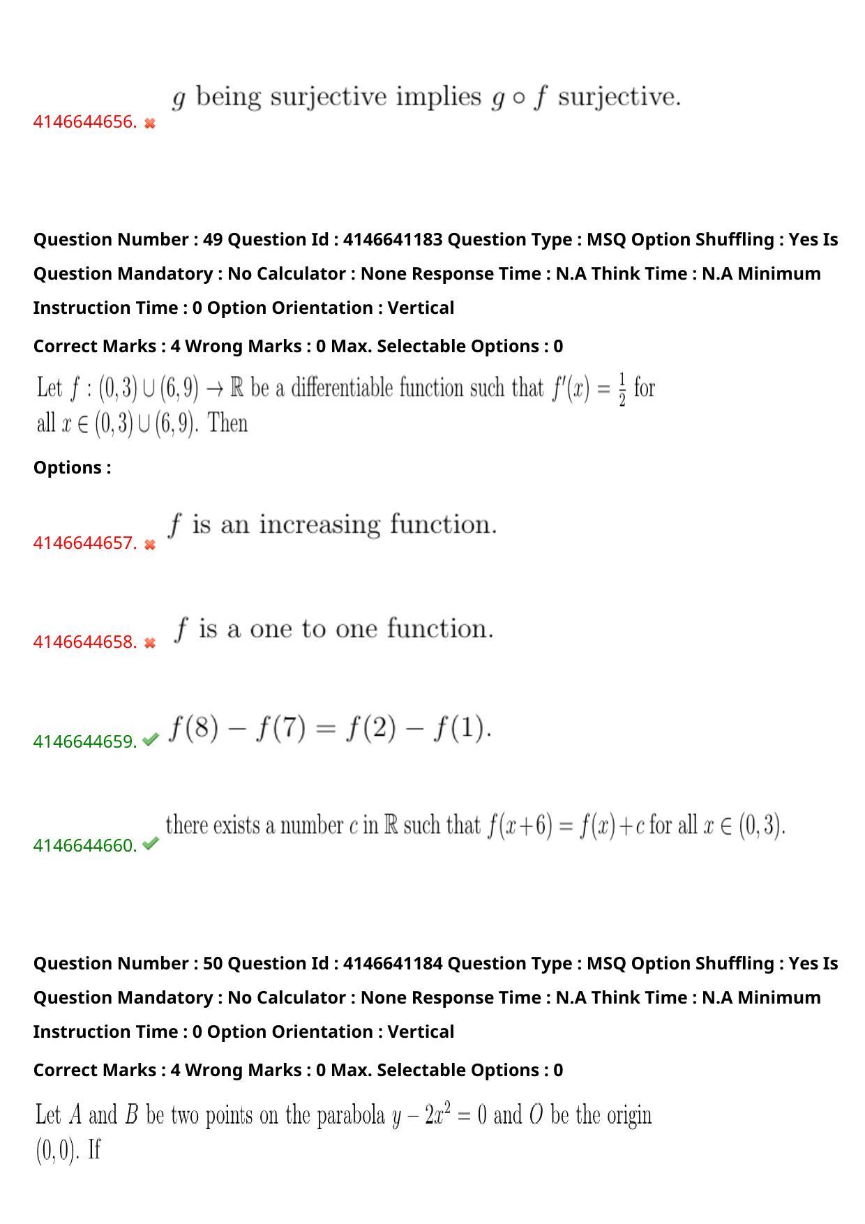 NEST 2023 Shift 1 Question Paper with Answer Keys - Page 49