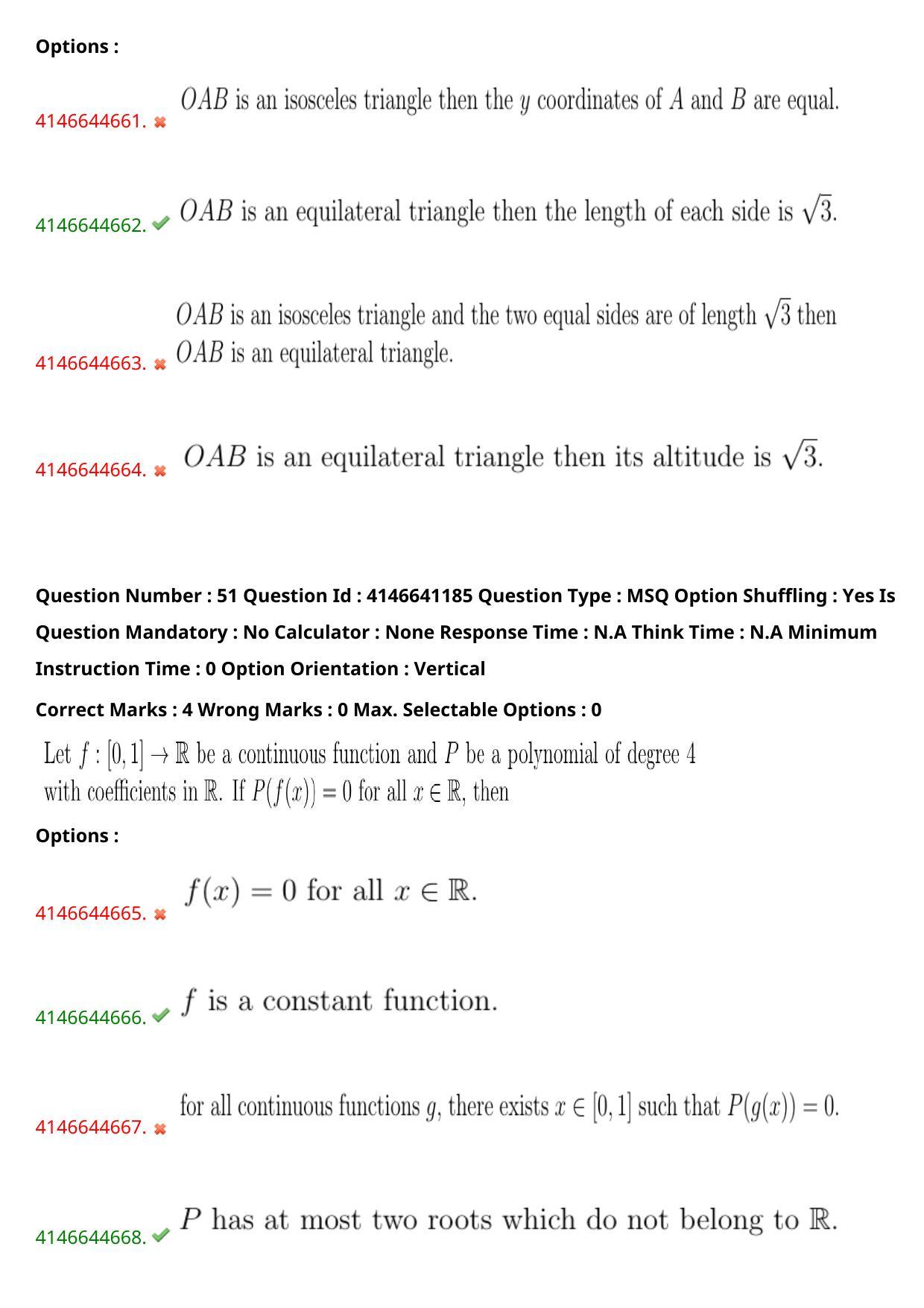 NEST 2023 Shift 1 Question Paper with Answer Keys - Page 50
