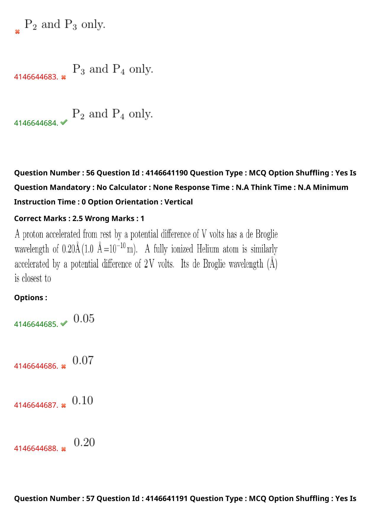 NEST 2023 Shift 1 Question Paper with Answer Keys - Page 55