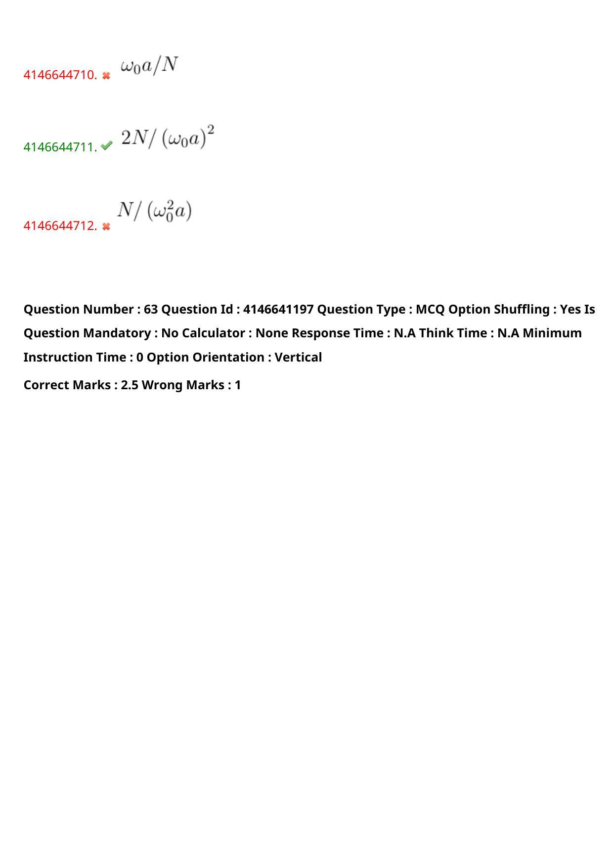 NEST 2023 Shift 1 Question Paper with Answer Keys - Page 60