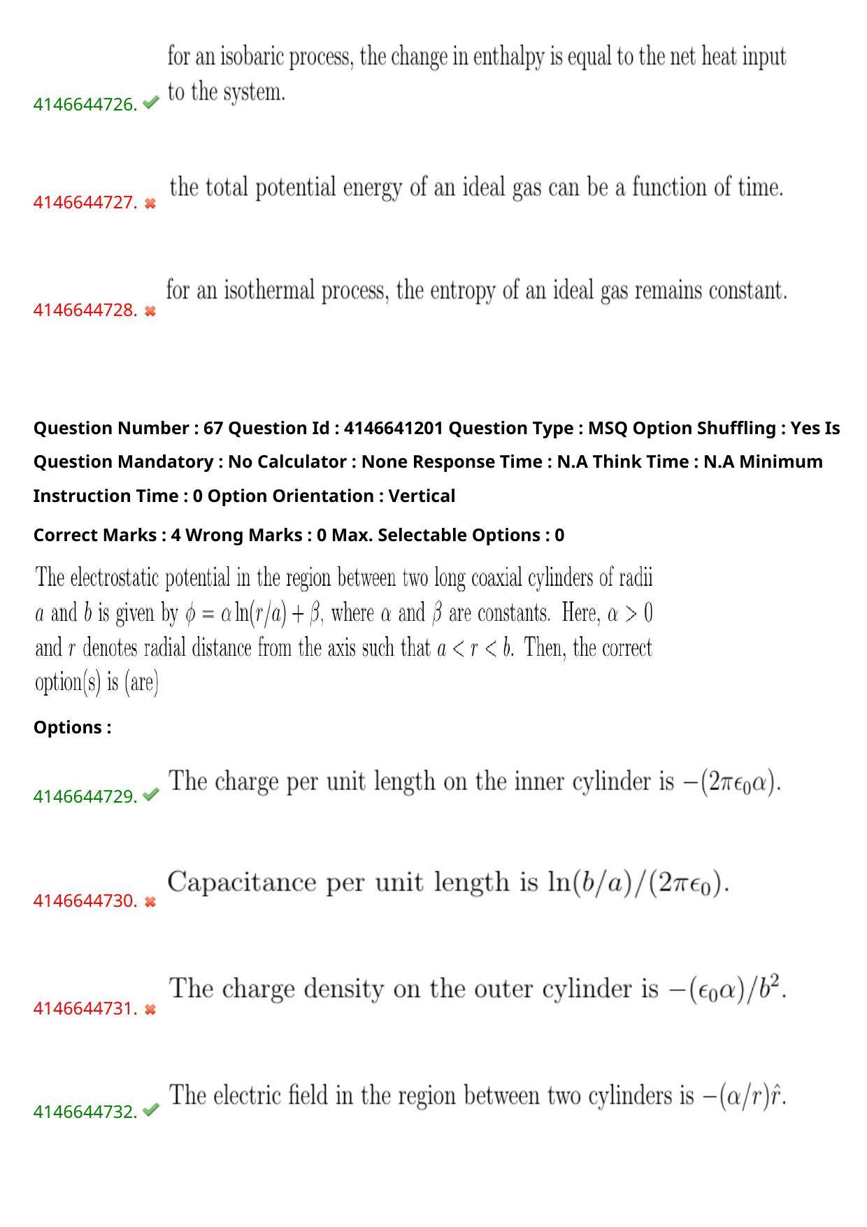 NEST 2023 Shift 1 Question Paper with Answer Keys - Page 64