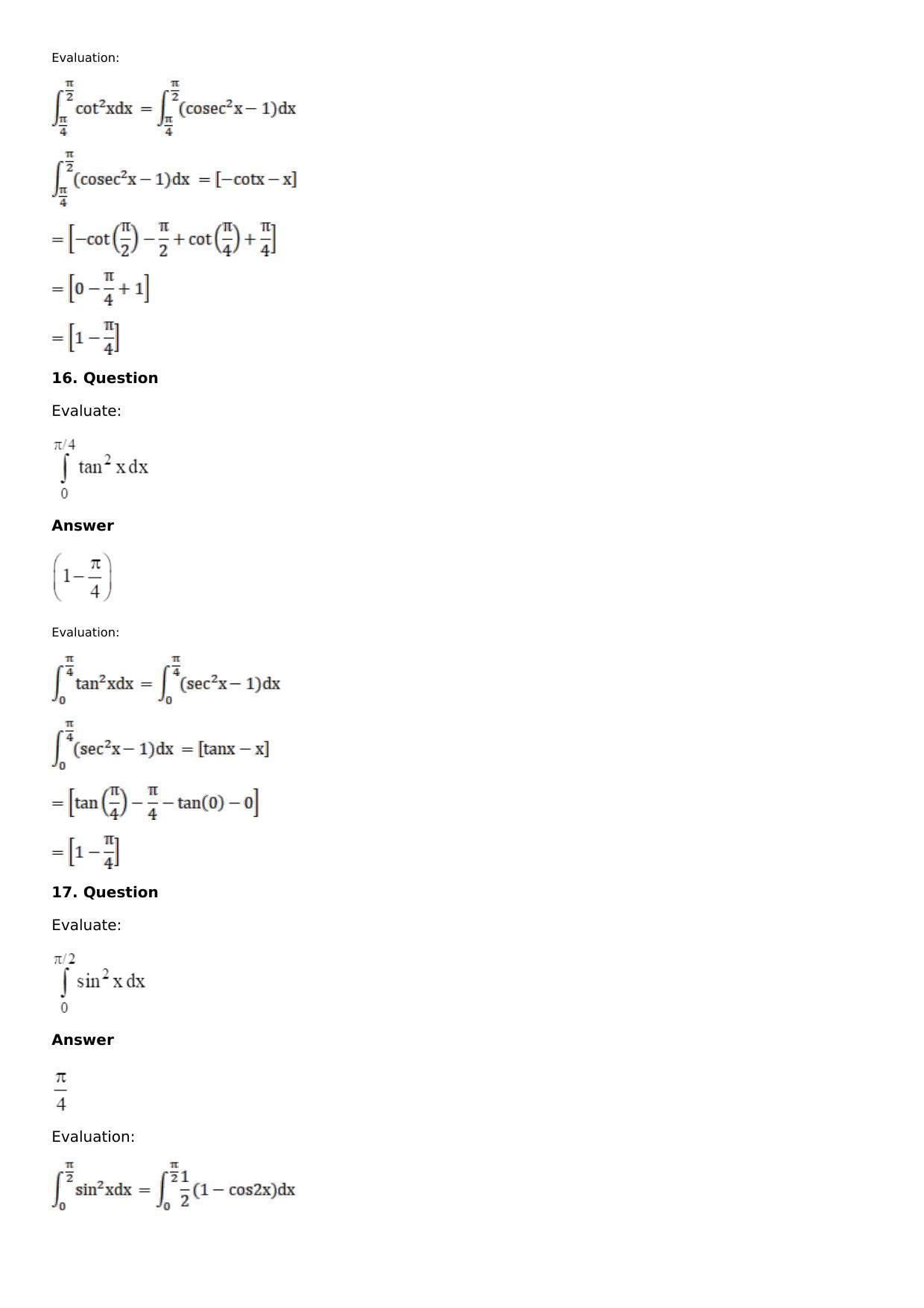 Chapter 16: Definite Integrals Solutions: RS Aggarwal Class 12 Solutions - Page 6