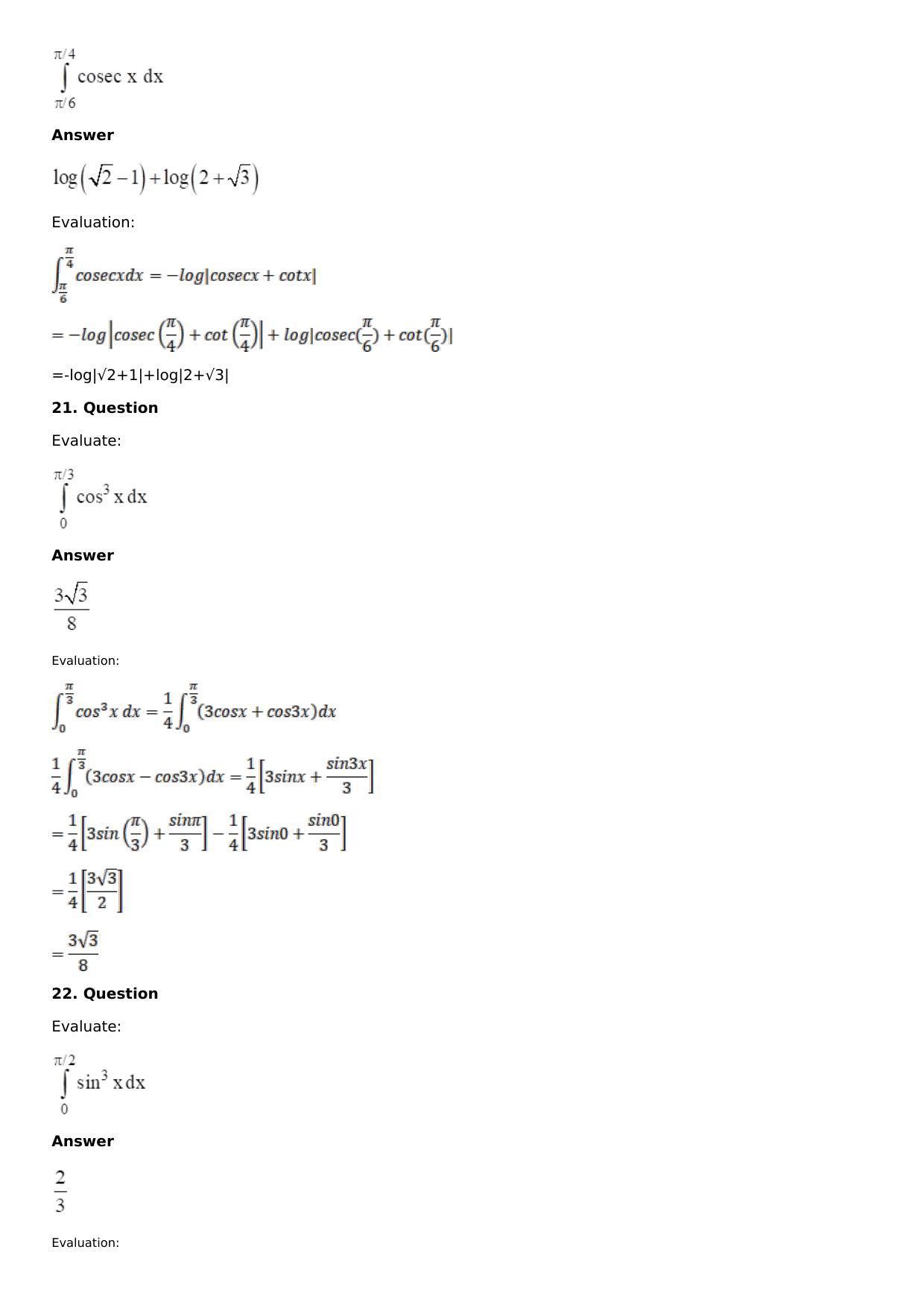 Chapter 16: Definite Integrals Solutions: RS Aggarwal Class 12 Solutions - Page 8