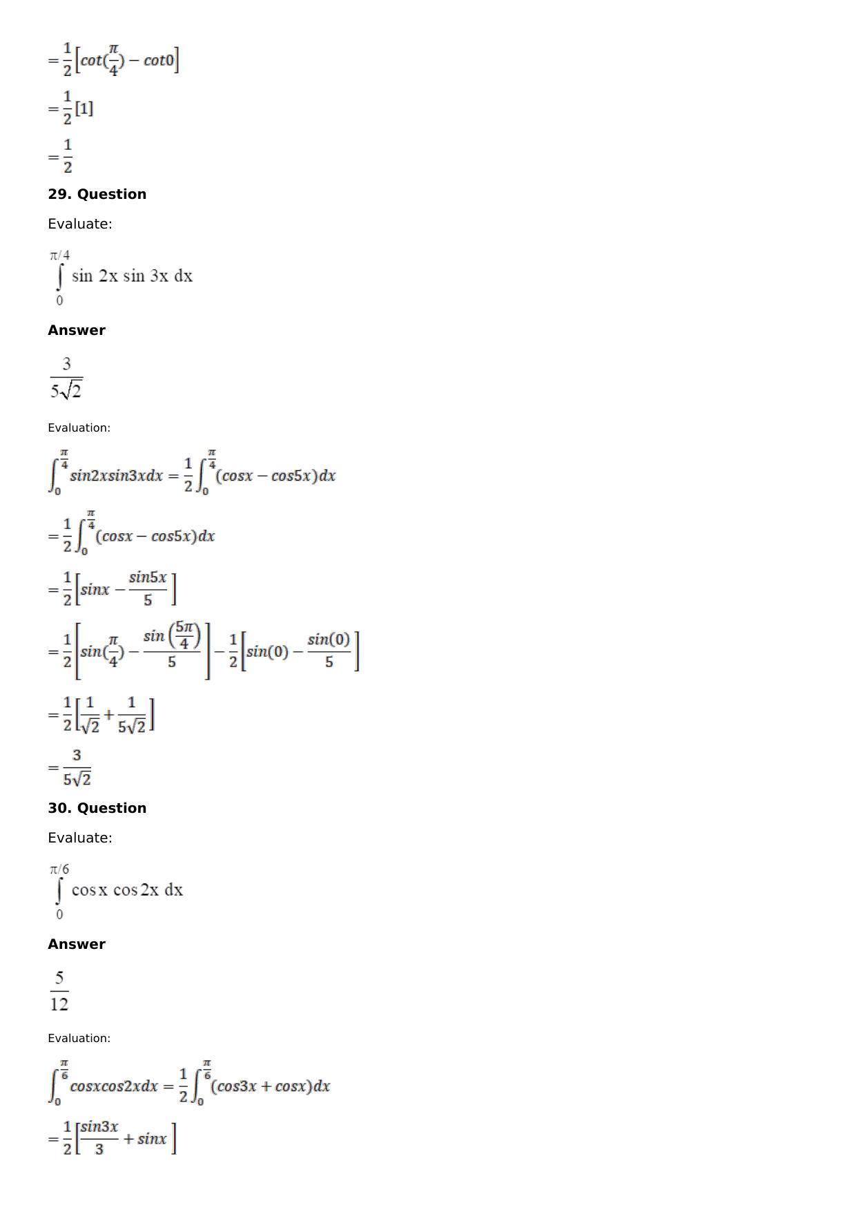 Chapter 16: Definite Integrals Solutions: RS Aggarwal Class 12 Solutions - Page 12