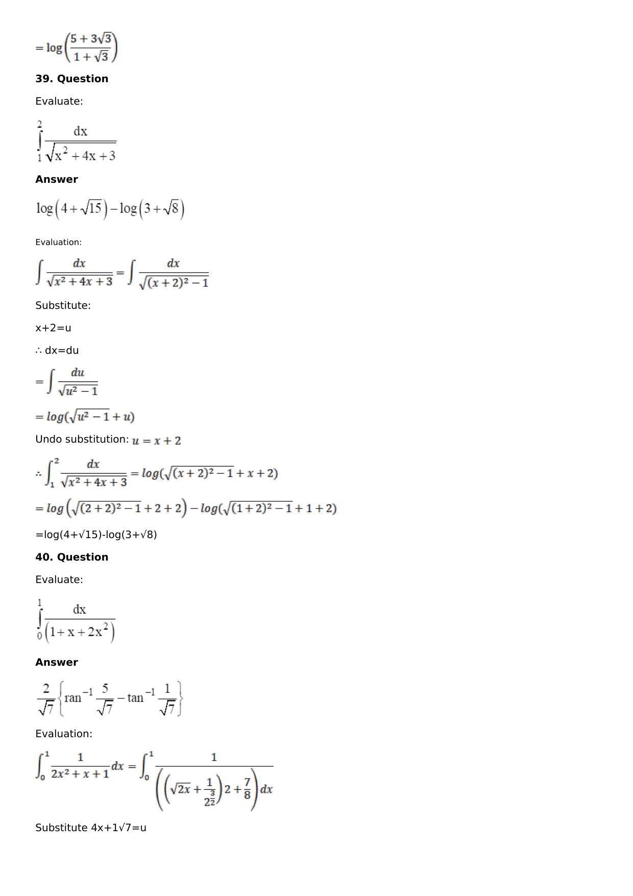 Chapter 16: Definite Integrals Solutions: RS Aggarwal Class 12 Solutions - Page 17