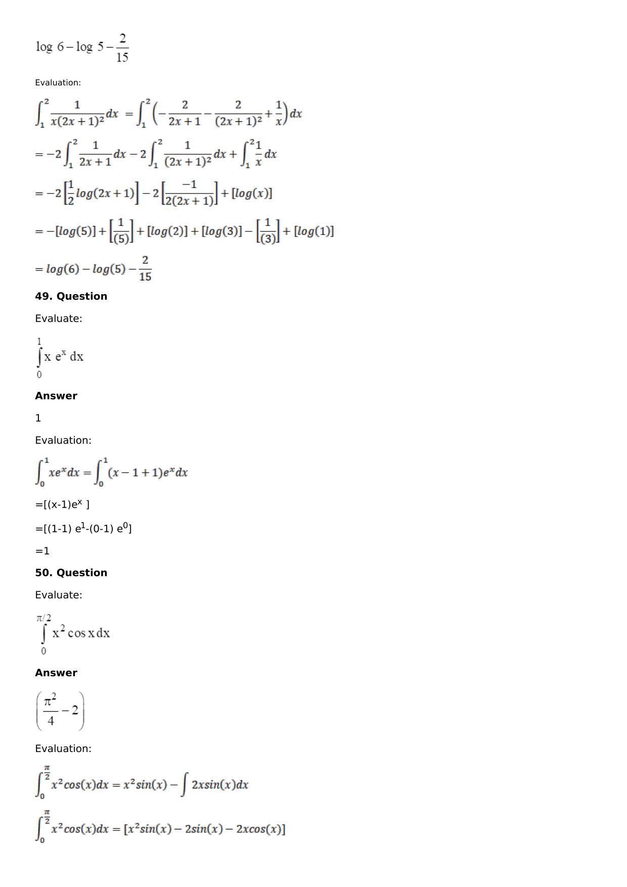 Chapter 16: Definite Integrals Solutions: RS Aggarwal Class 12 Solutions - Page 24