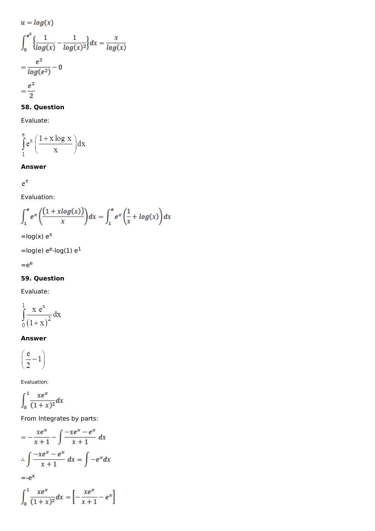 Chapter 16: Definite Integrals Solutions: RS Aggarwal Class 12 Solutions - Page 29