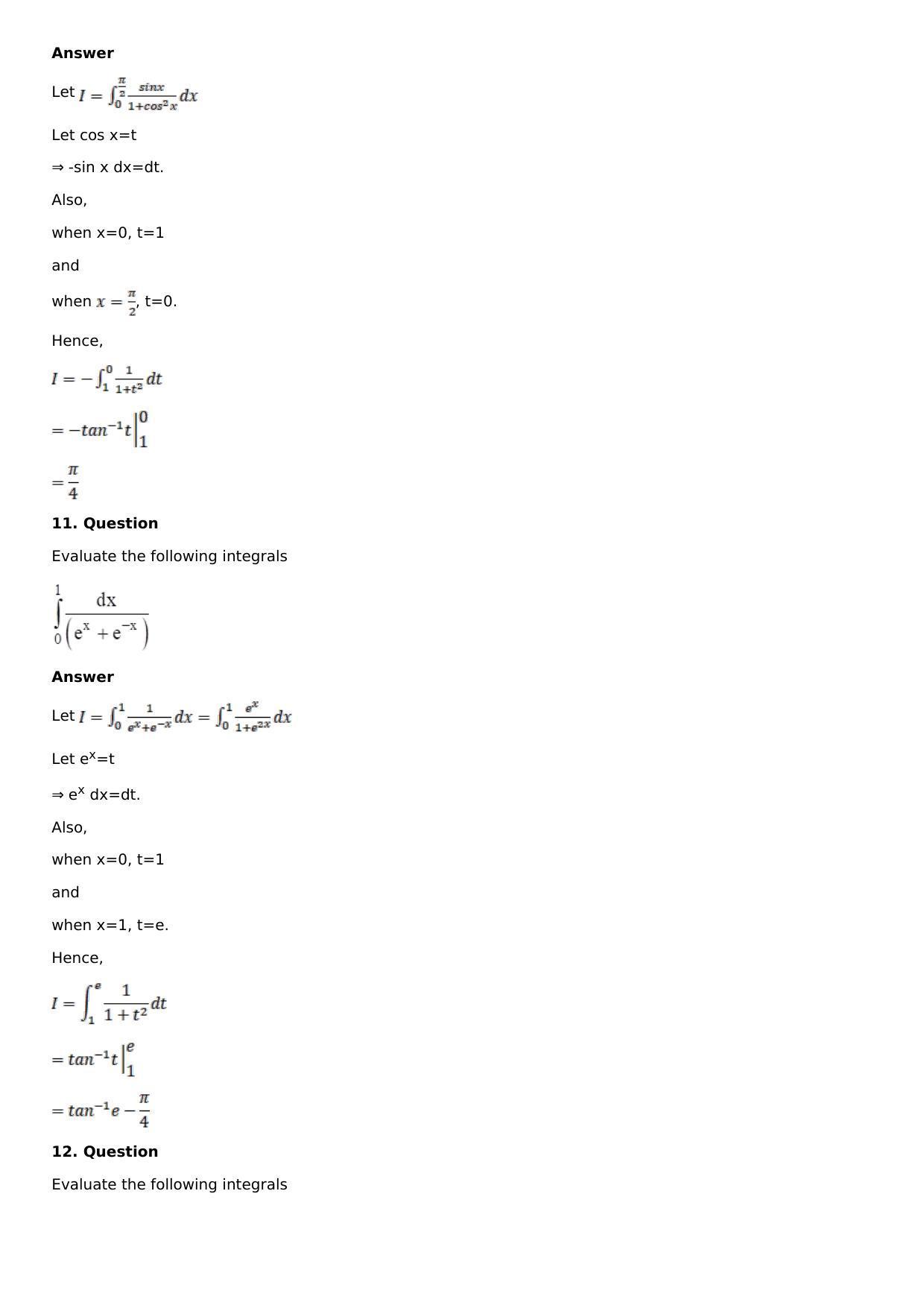 Chapter 16: Definite Integrals Solutions: RS Aggarwal Class 12 Solutions - Page 36