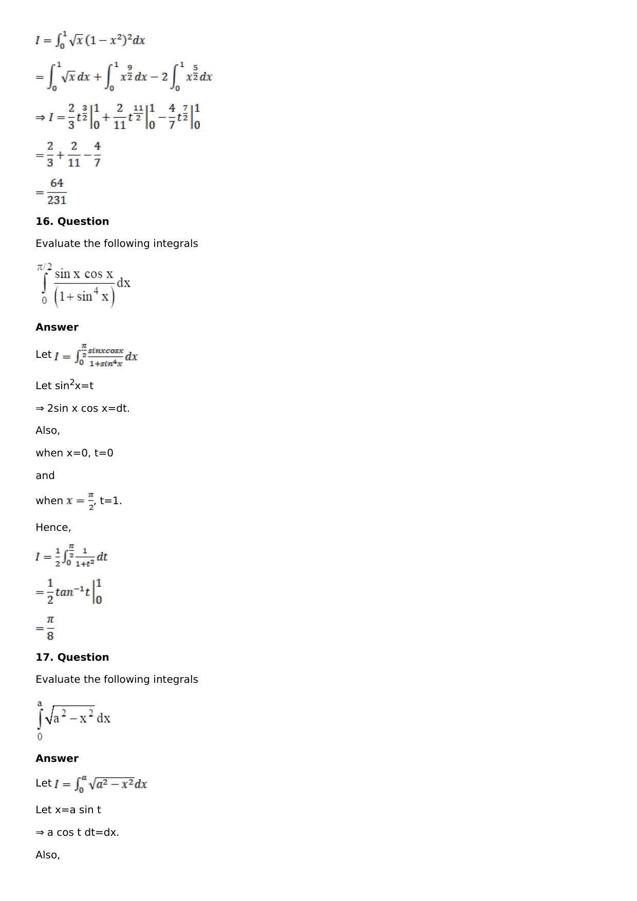 Chapter 16: Definite Integrals Solutions: RS Aggarwal Class 12 Solutions - Page 39