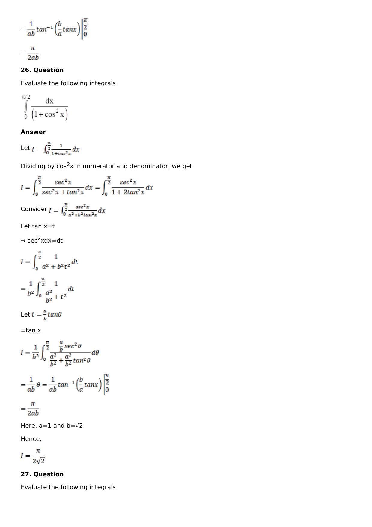 Chapter 16: Definite Integrals Solutions: RS Aggarwal Class 12 Solutions - Page 45