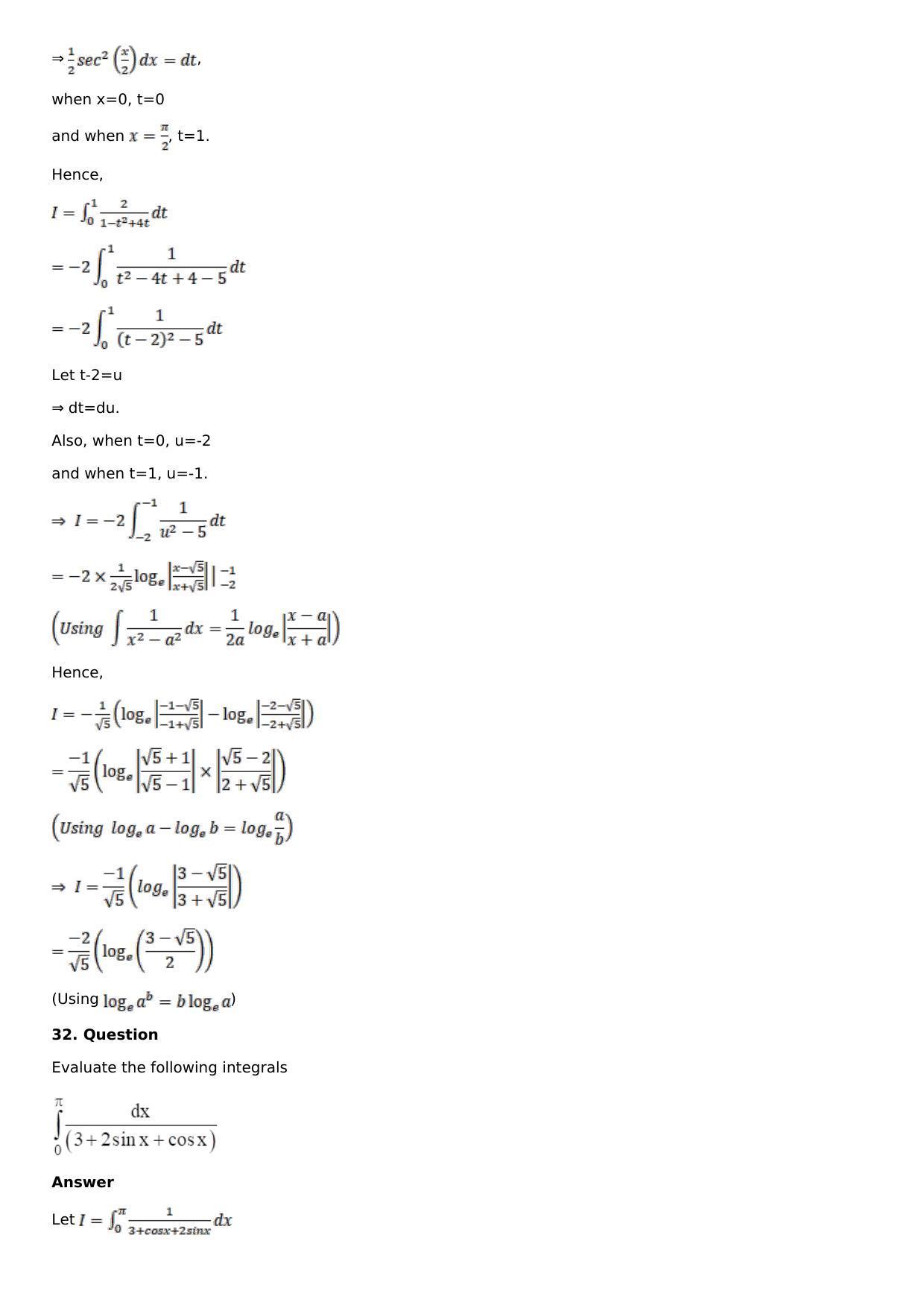 Chapter 16: Definite Integrals Solutions: RS Aggarwal Class 12 Solutions - Page 50