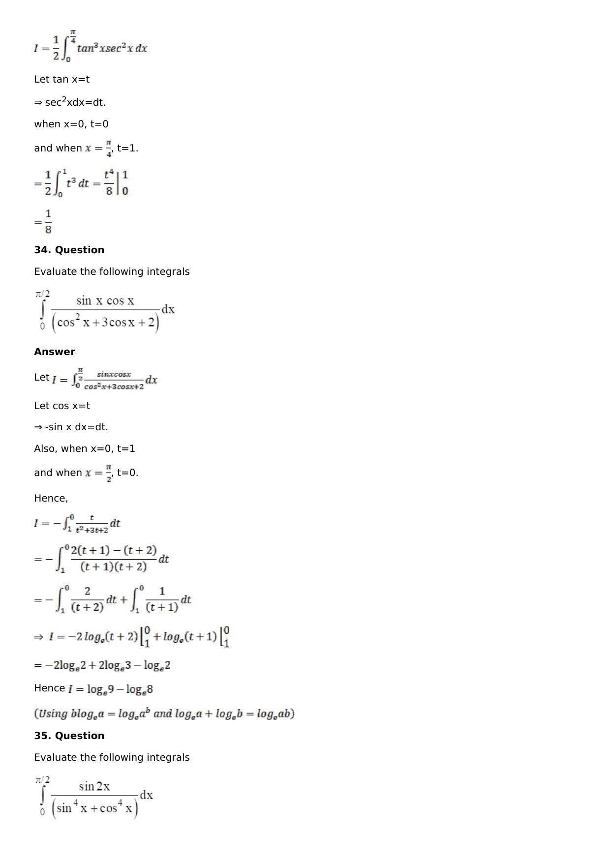 Chapter 16: Definite Integrals Solutions: RS Aggarwal Class 12 Solutions - Page 52