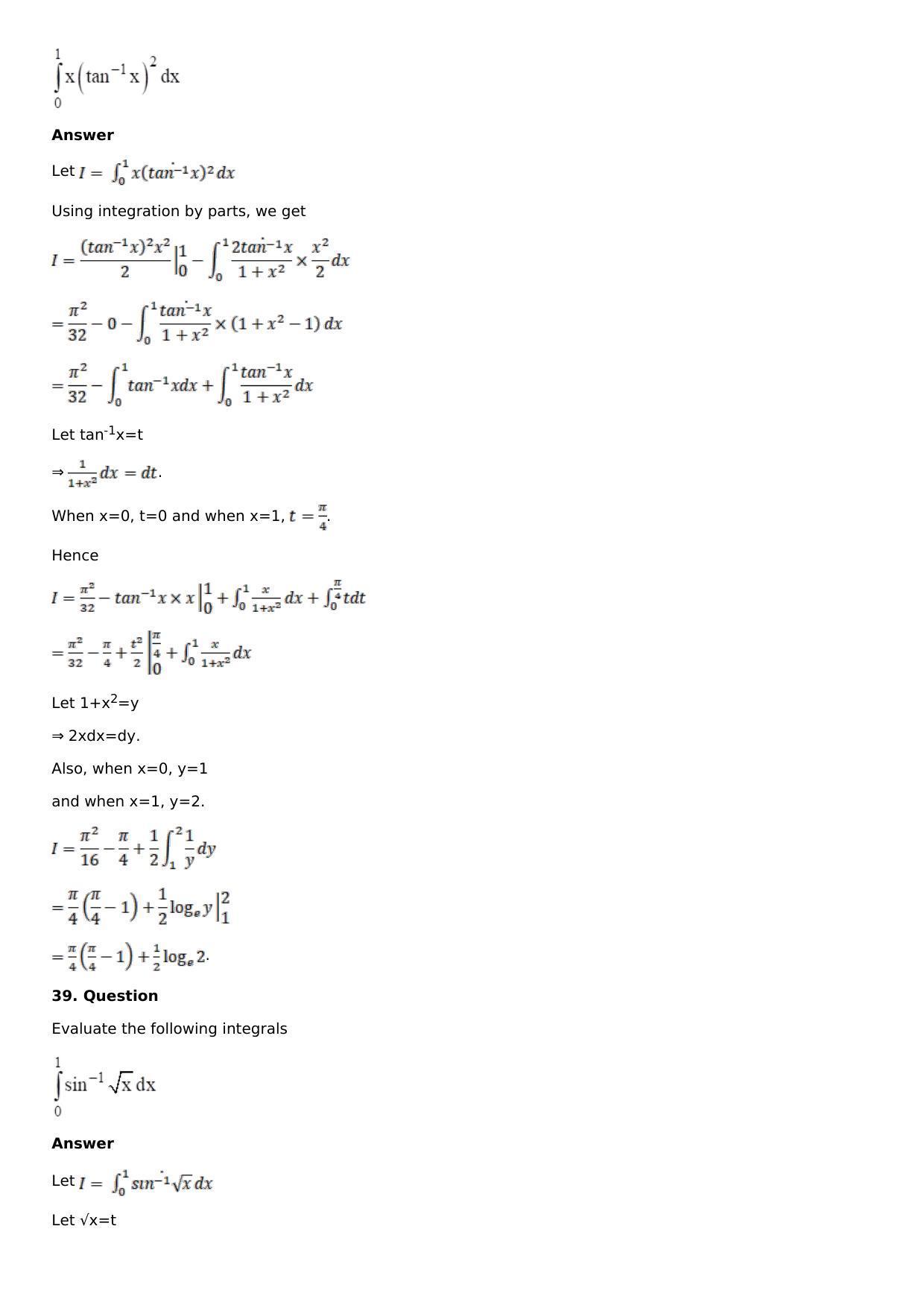Chapter 16: Definite Integrals Solutions: RS Aggarwal Class 12 Solutions - Page 55