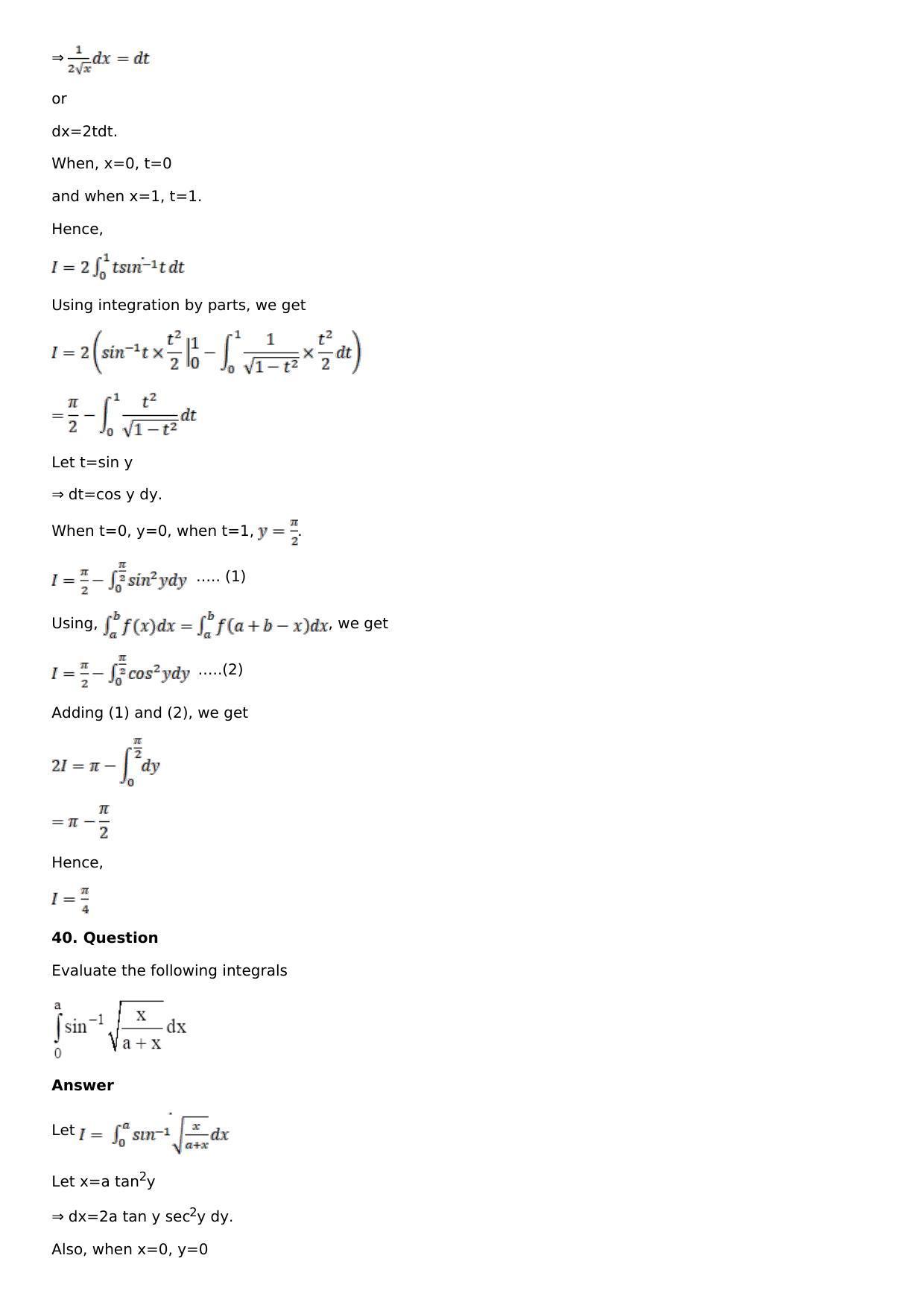Chapter 16: Definite Integrals Solutions: RS Aggarwal Class 12 Solutions - Page 56