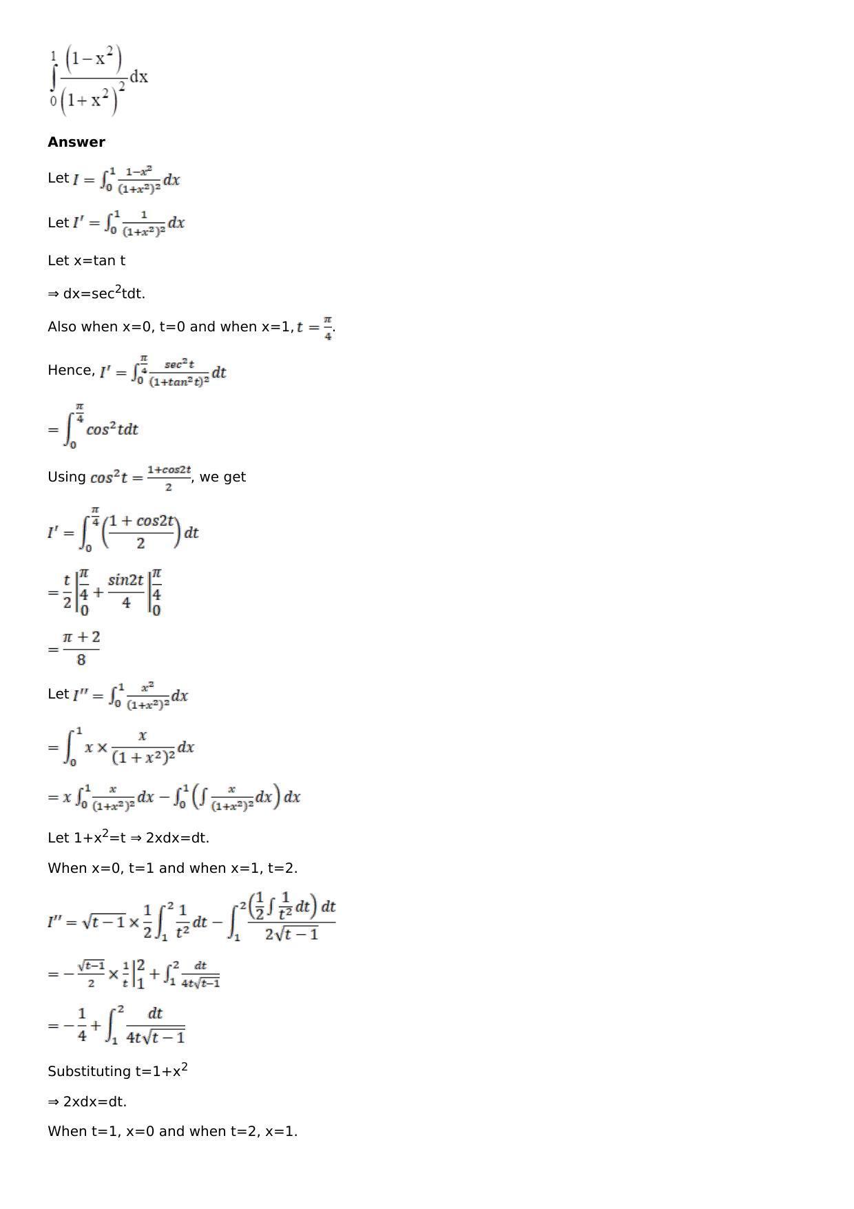 Chapter 16: Definite Integrals Solutions: RS Aggarwal Class 12 Solutions - Page 59