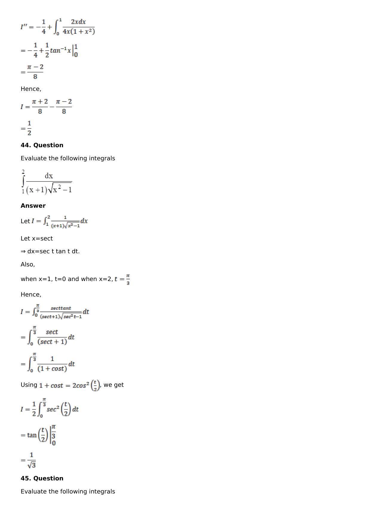 Chapter 16: Definite Integrals Solutions: RS Aggarwal Class 12 Solutions - Page 60