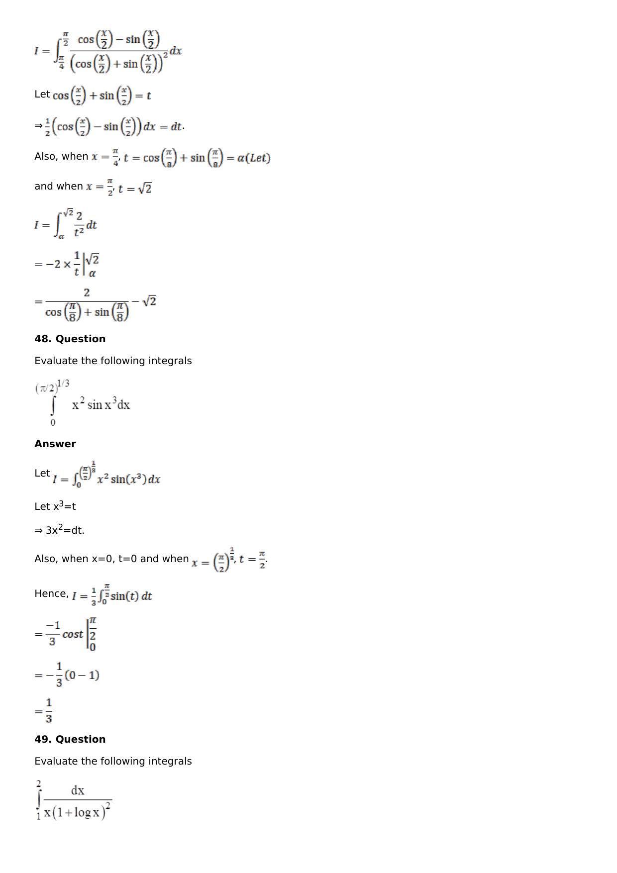 Chapter 16: Definite Integrals Solutions: RS Aggarwal Class 12 Solutions - Page 63