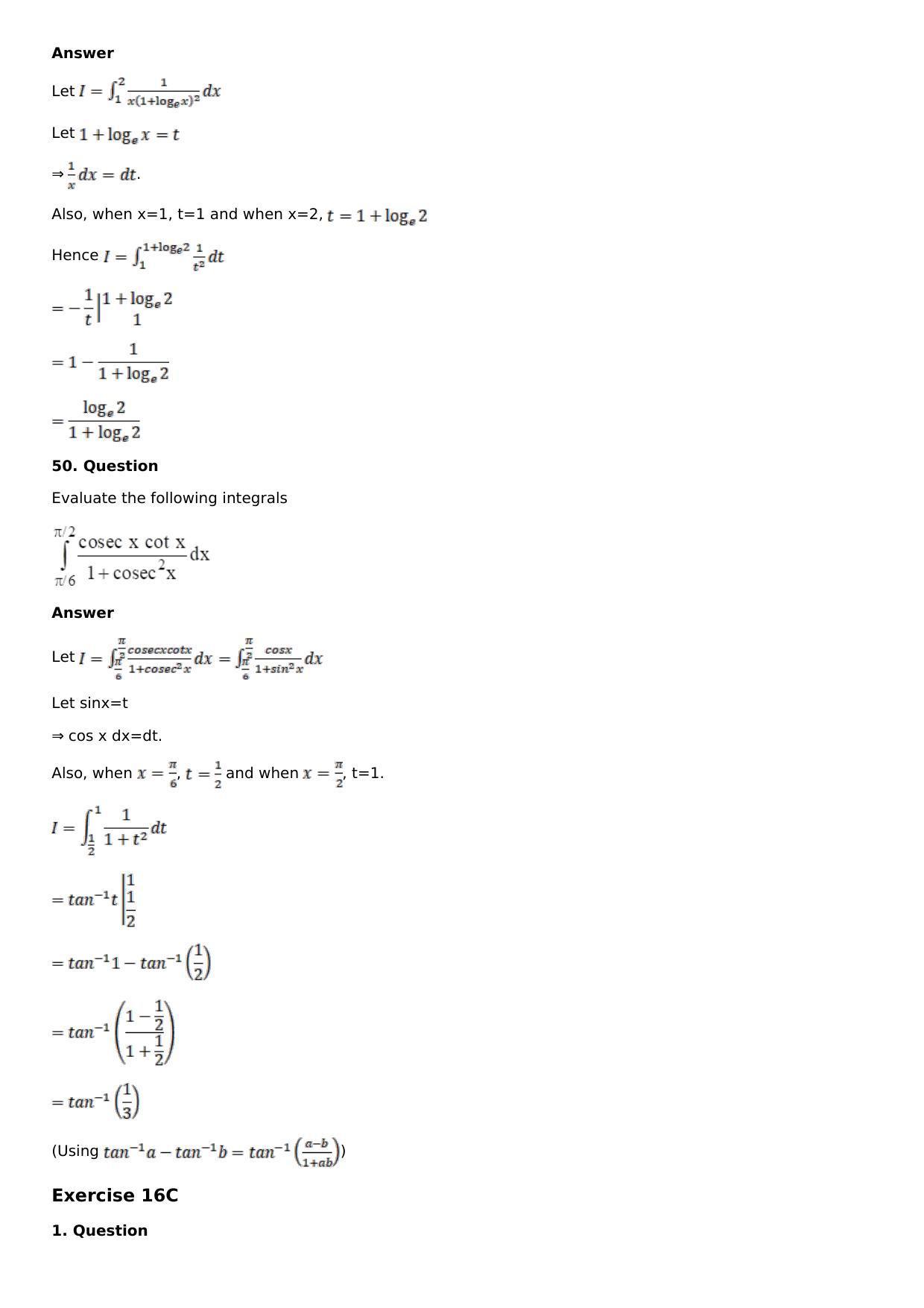 Chapter 16: Definite Integrals Solutions: RS Aggarwal Class 12 Solutions - Page 64