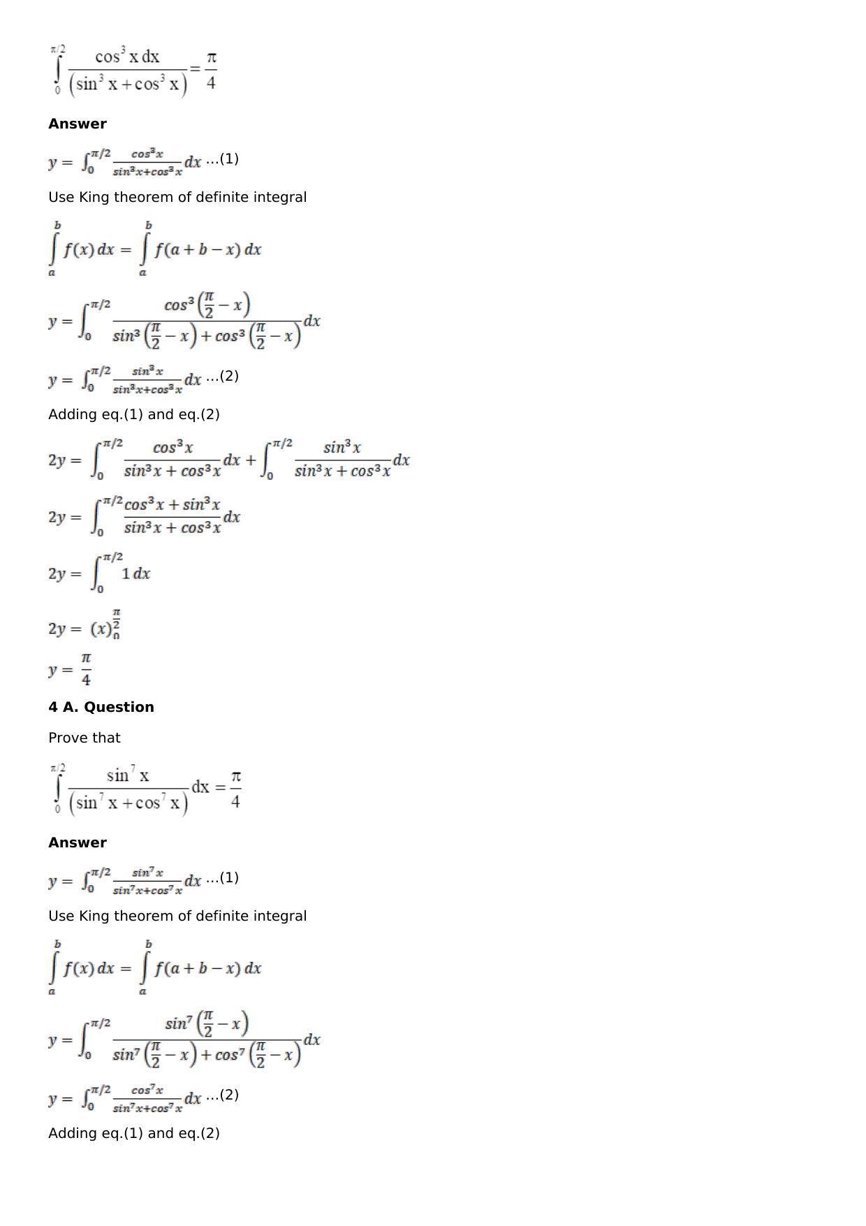 Chapter 16: Definite Integrals Solutions: RS Aggarwal Class 12 Solutions - Page 67