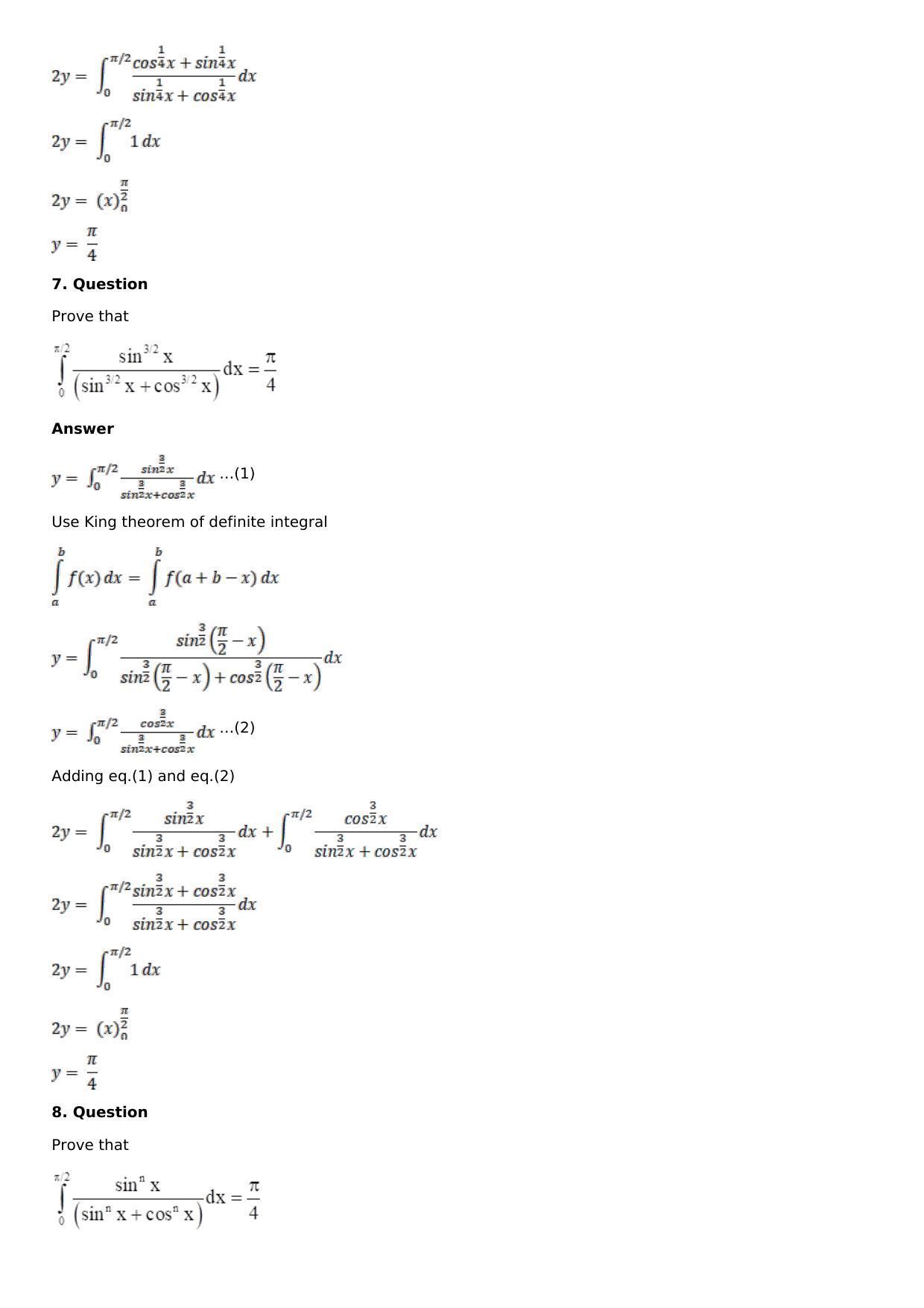 Chapter 16: Definite Integrals Solutions: RS Aggarwal Class 12 Solutions - Page 70
