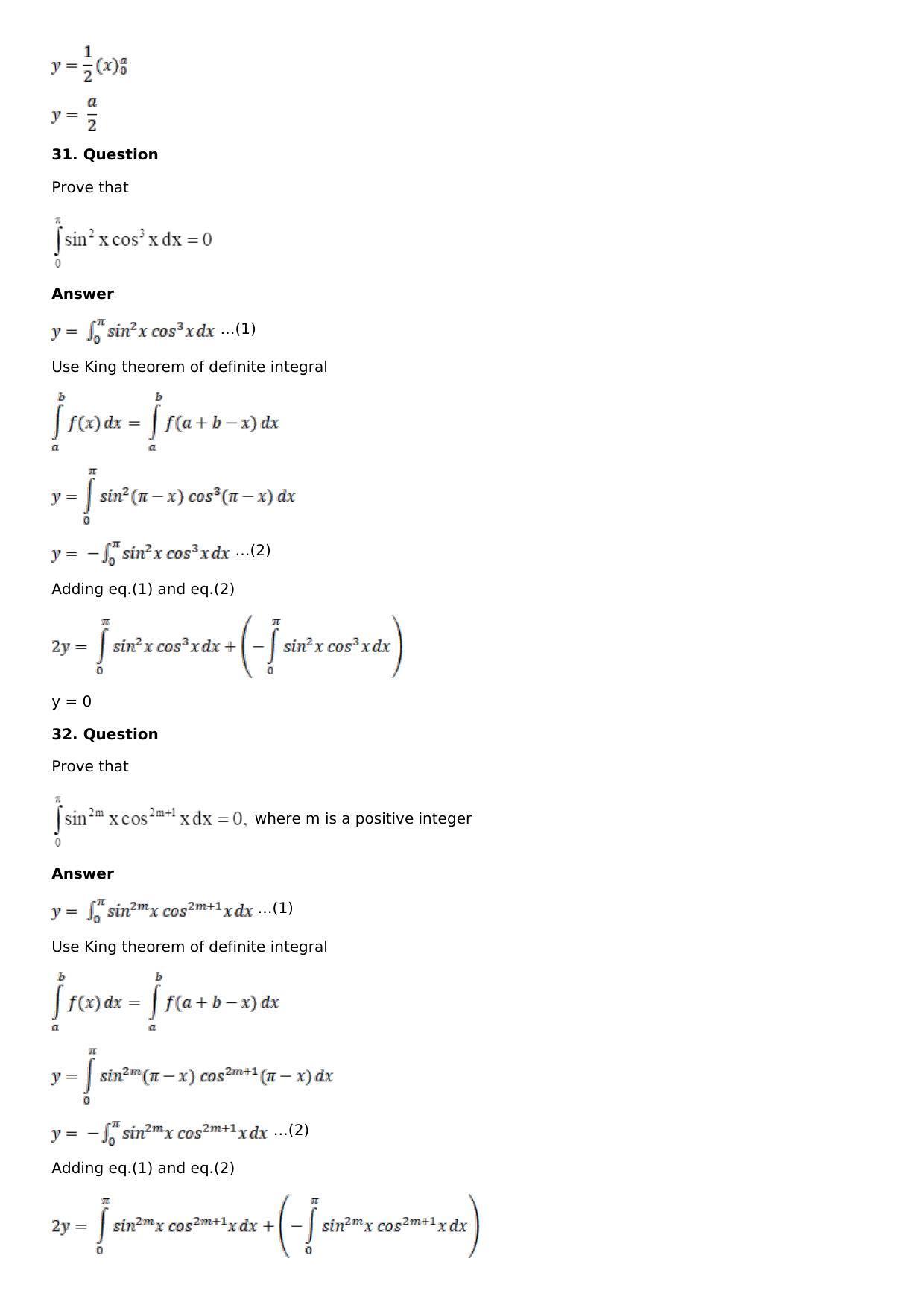 Chapter 16: Definite Integrals Solutions: RS Aggarwal Class 12 Solutions - Page 88