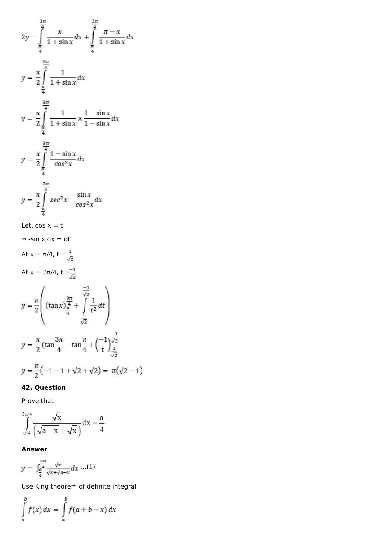 Chapter 16: Definite Integrals Solutions: RS Aggarwal Class 12 Solutions - Page 97