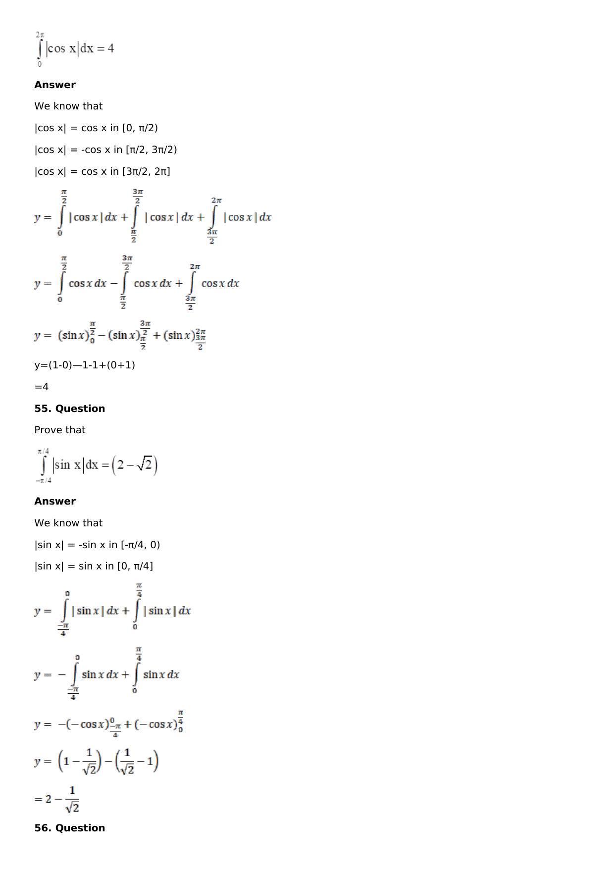 Chapter 16: Definite Integrals Solutions: RS Aggarwal Class 12 Solutions - Page 108
