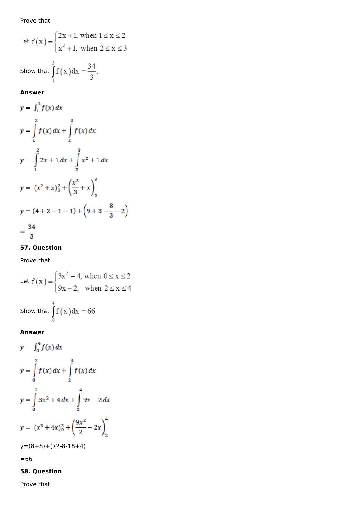 Chapter 16: Definite Integrals Solutions: RS Aggarwal Class 12 Solutions - Page 109