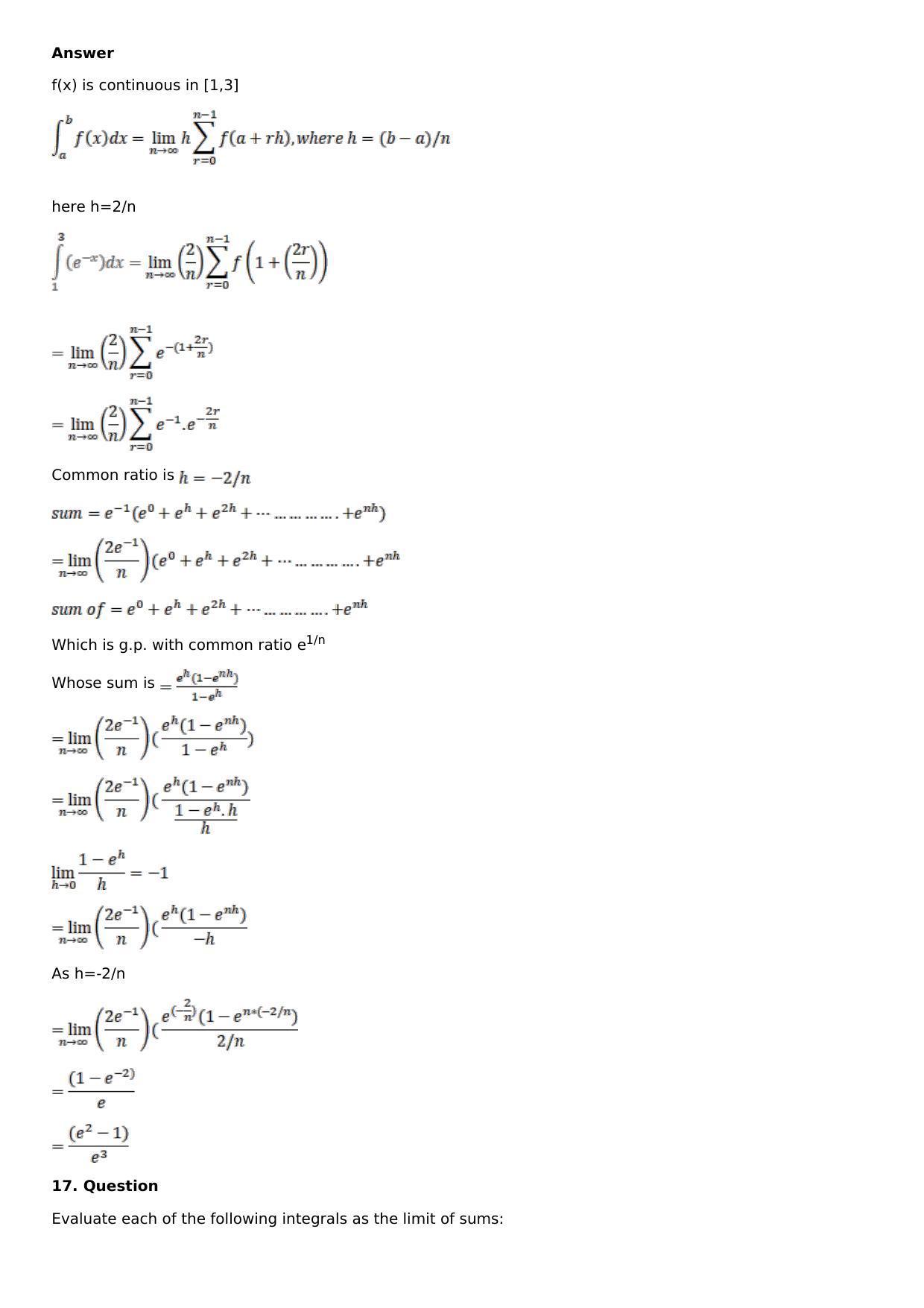 Chapter 16: Definite Integrals Solutions: RS Aggarwal Class 12 Solutions - Page 125