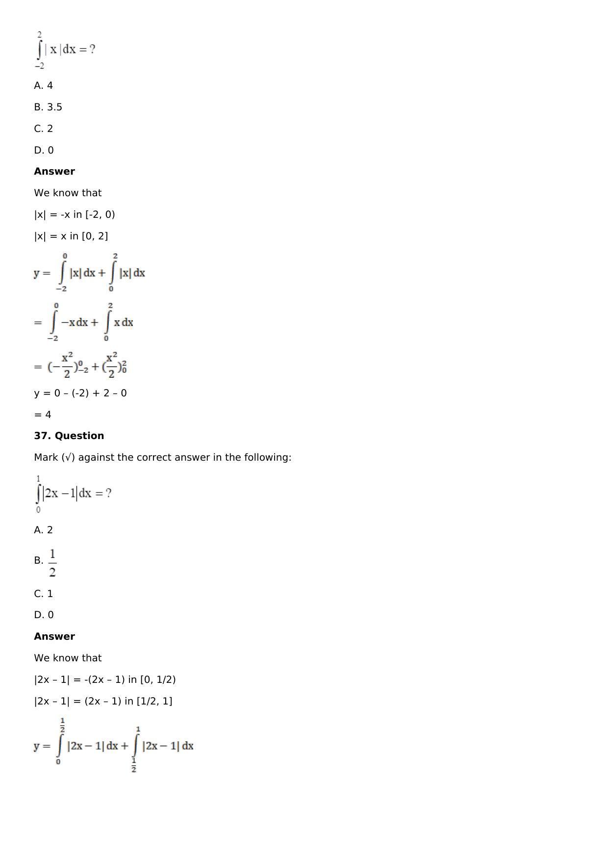 Chapter 16: Definite Integrals Solutions: RS Aggarwal Class 12 Solutions - Page 150