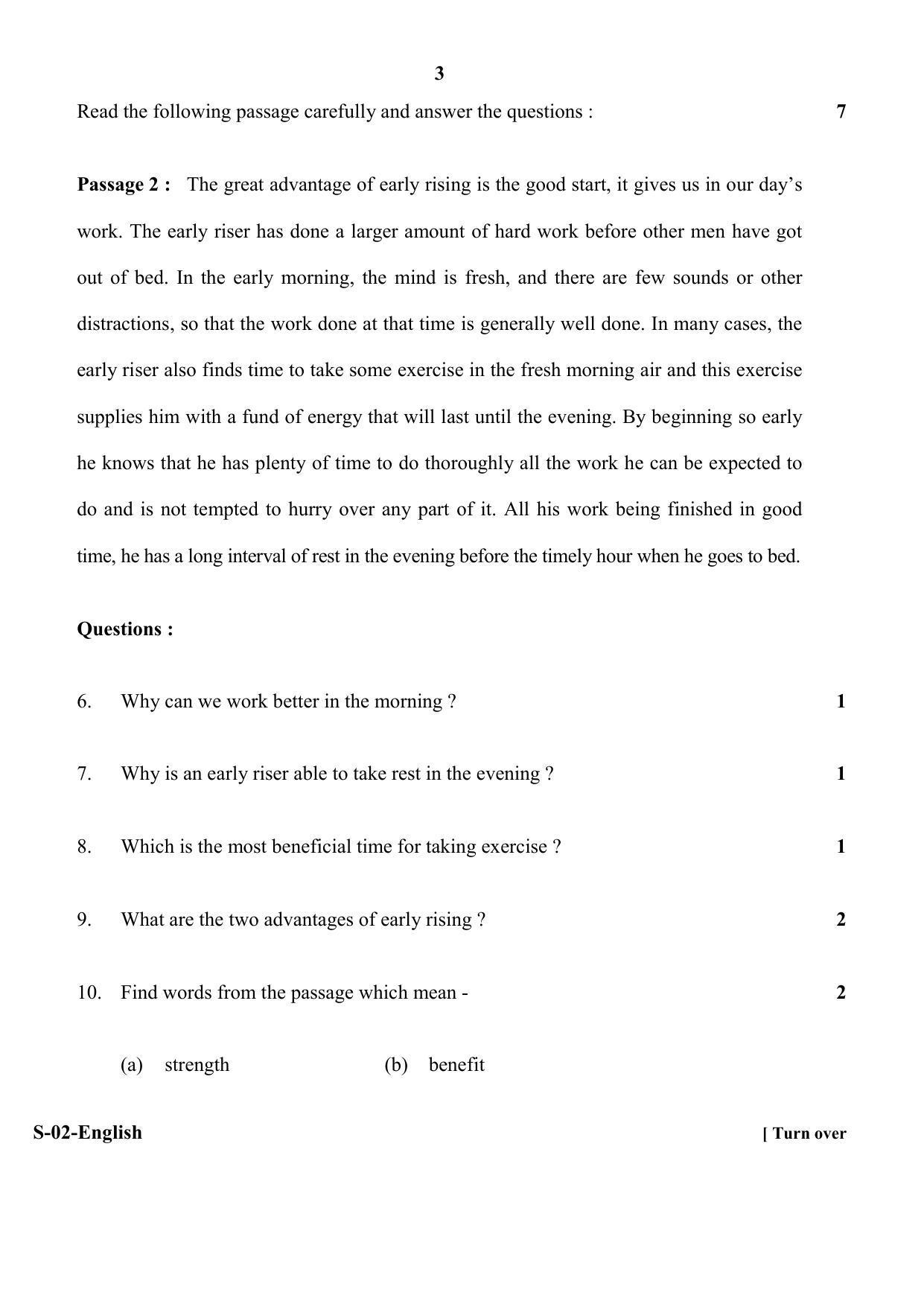 RBSE Class 10 English 2018 Question Paper - Page 3