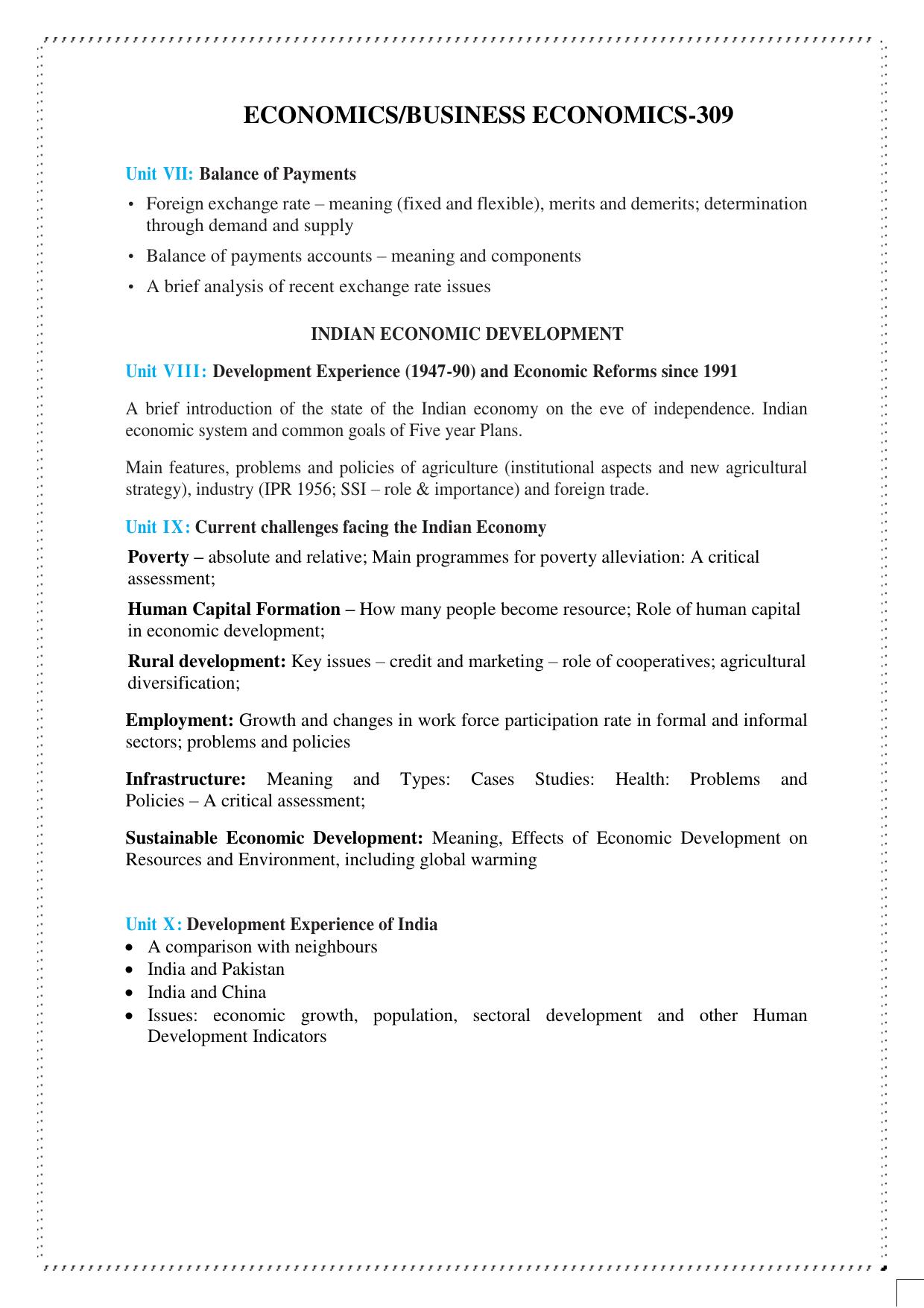 CUET Syllabus for Economics/Business Economics (English) - Page 3