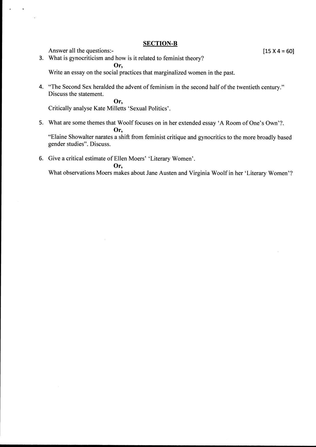 Bilaspur University Question Paper June 2022:M.A. English (Fourth Semester) Gender Studies Paper 1 - Page 2