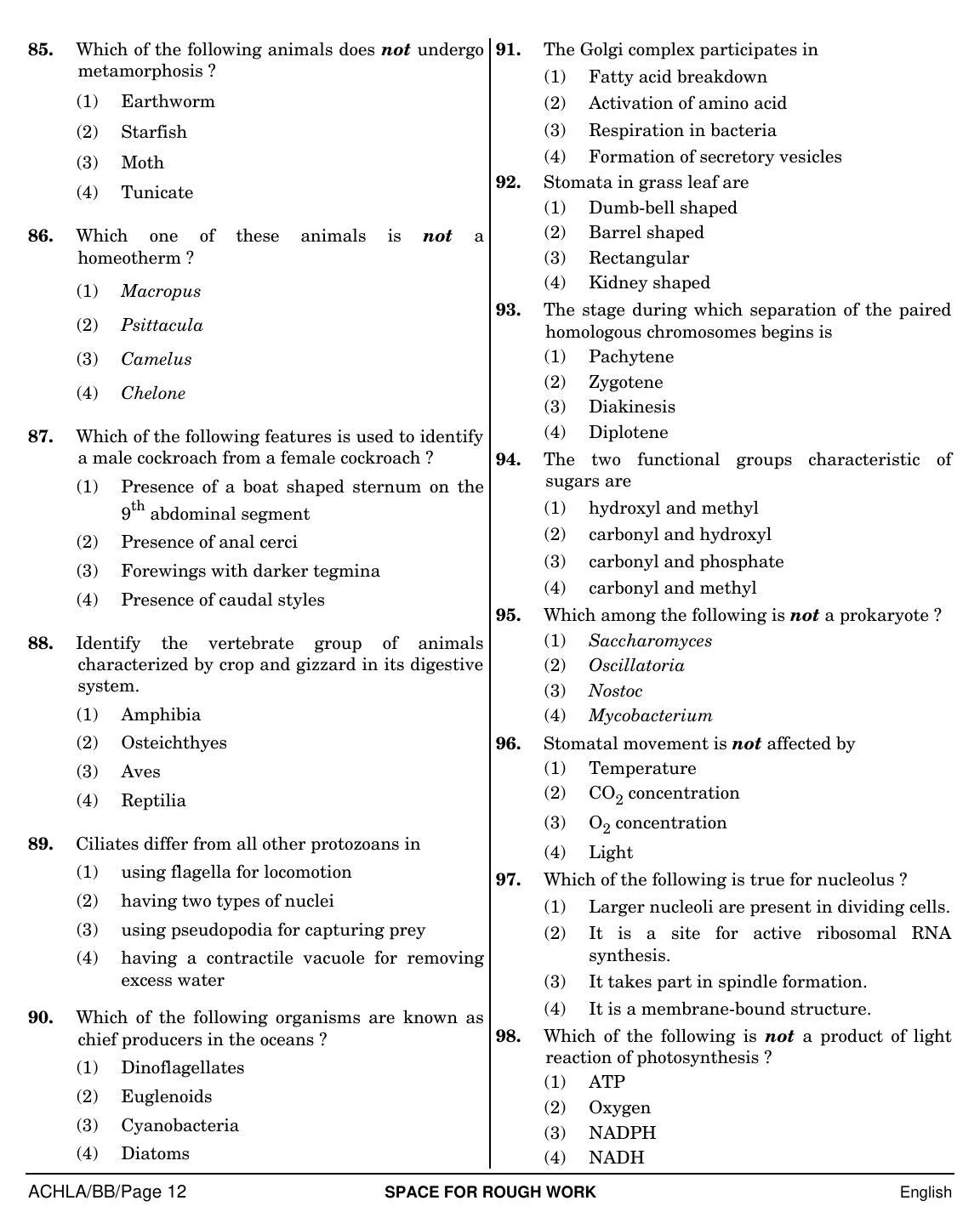NEET English BB 2019 Question Paper - Page 12