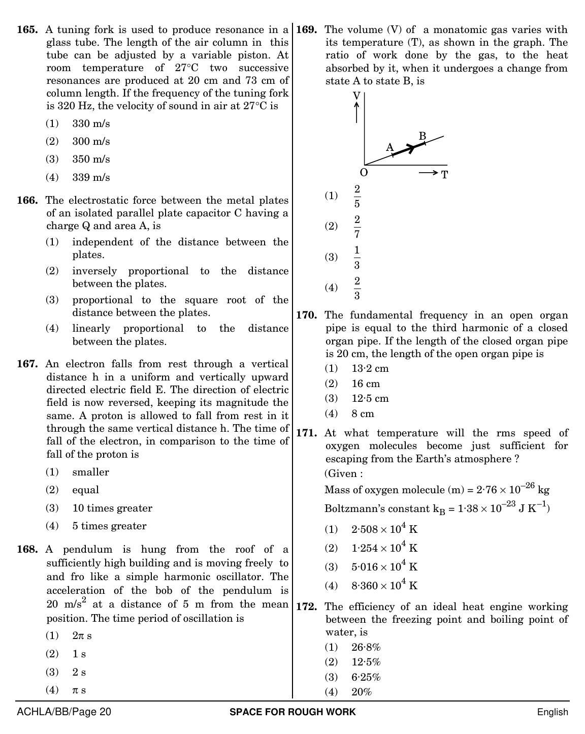 NEET English BB 2019 Question Paper - Page 20
