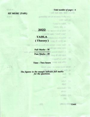 AHSEC Class 12 TABLA Question Papers 2022