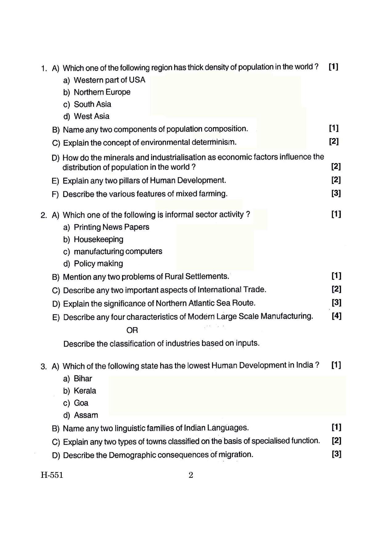 Goa Board Class 12 Geography (June 2019) Question Paper - Page 2