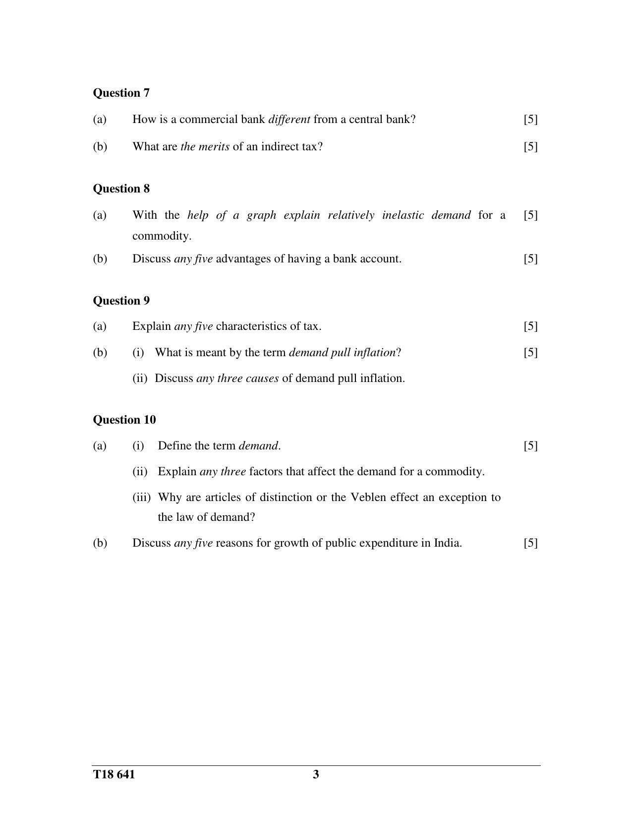 ICSE Class 10 Economics 2018 Question Paper - Page 3